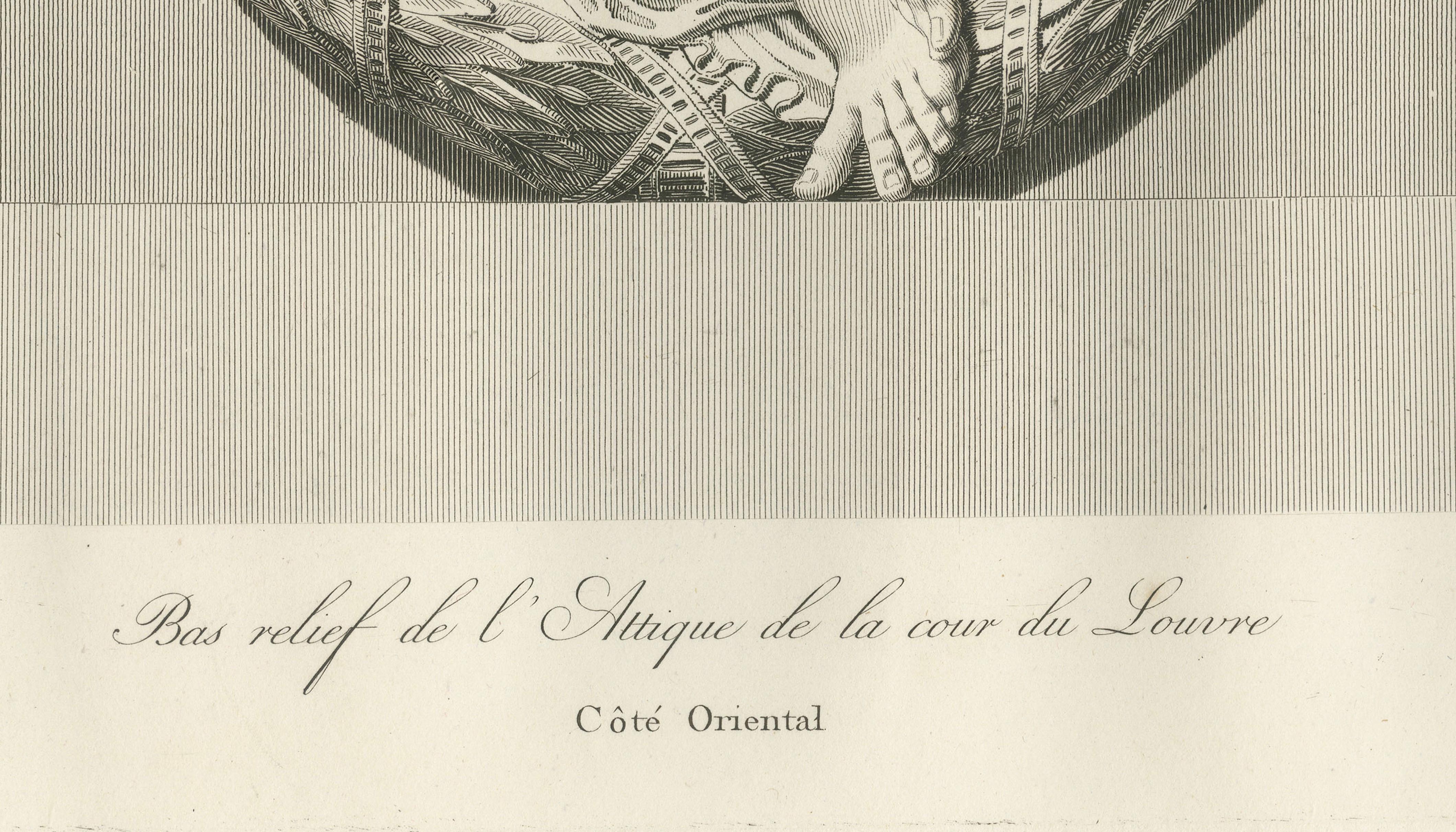 Louvre Architectural Bas-Relief Engravings Pair, French Neoclassical Plates 1803