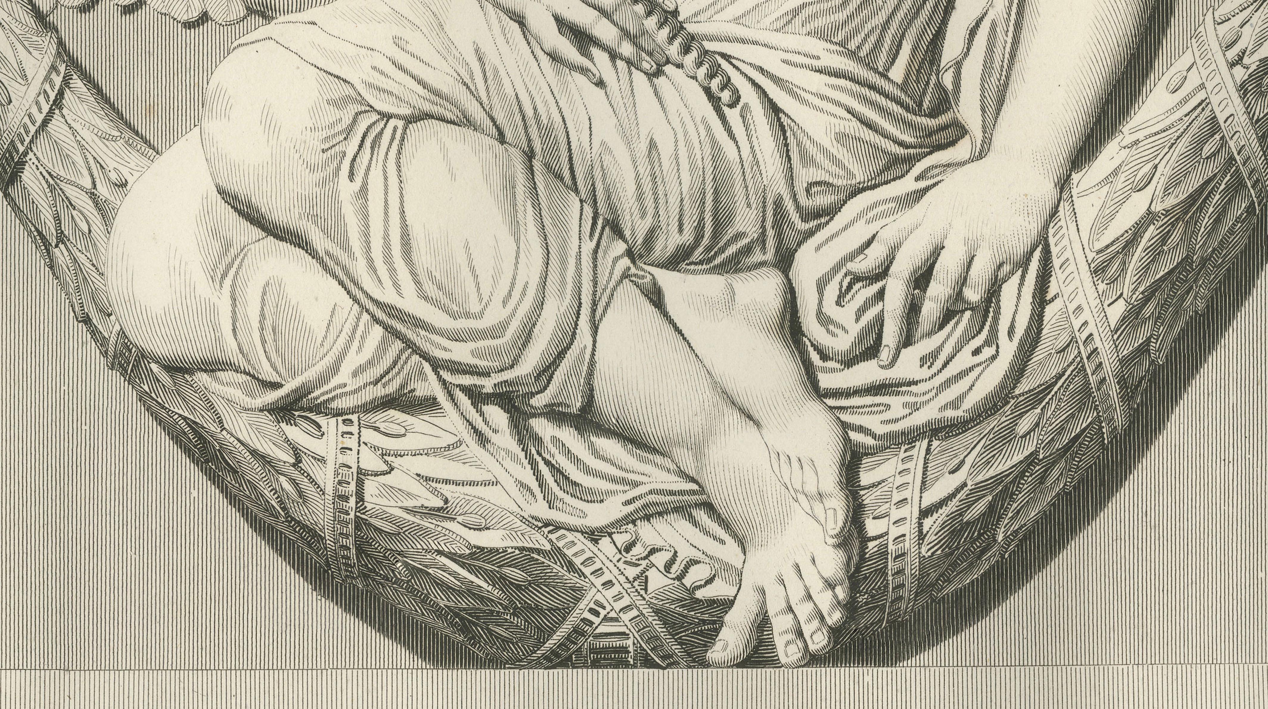 Louvre Architectural Bas-Relief Engravings Pair, French Neoclassical Plates 1803