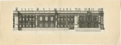 Louvre Grande Galerie Façade – Antique Architectural Engraving, Marot c.1670
