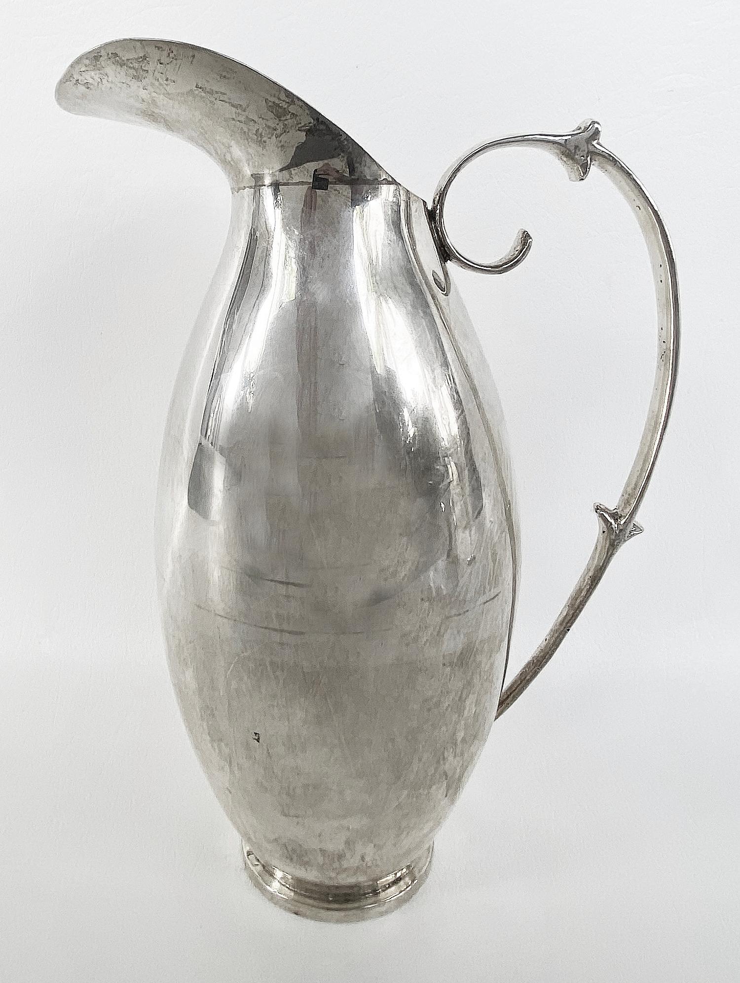 Art Deco Louvre Mark Sterling Silver Water Pitcher, Early 20th Century 