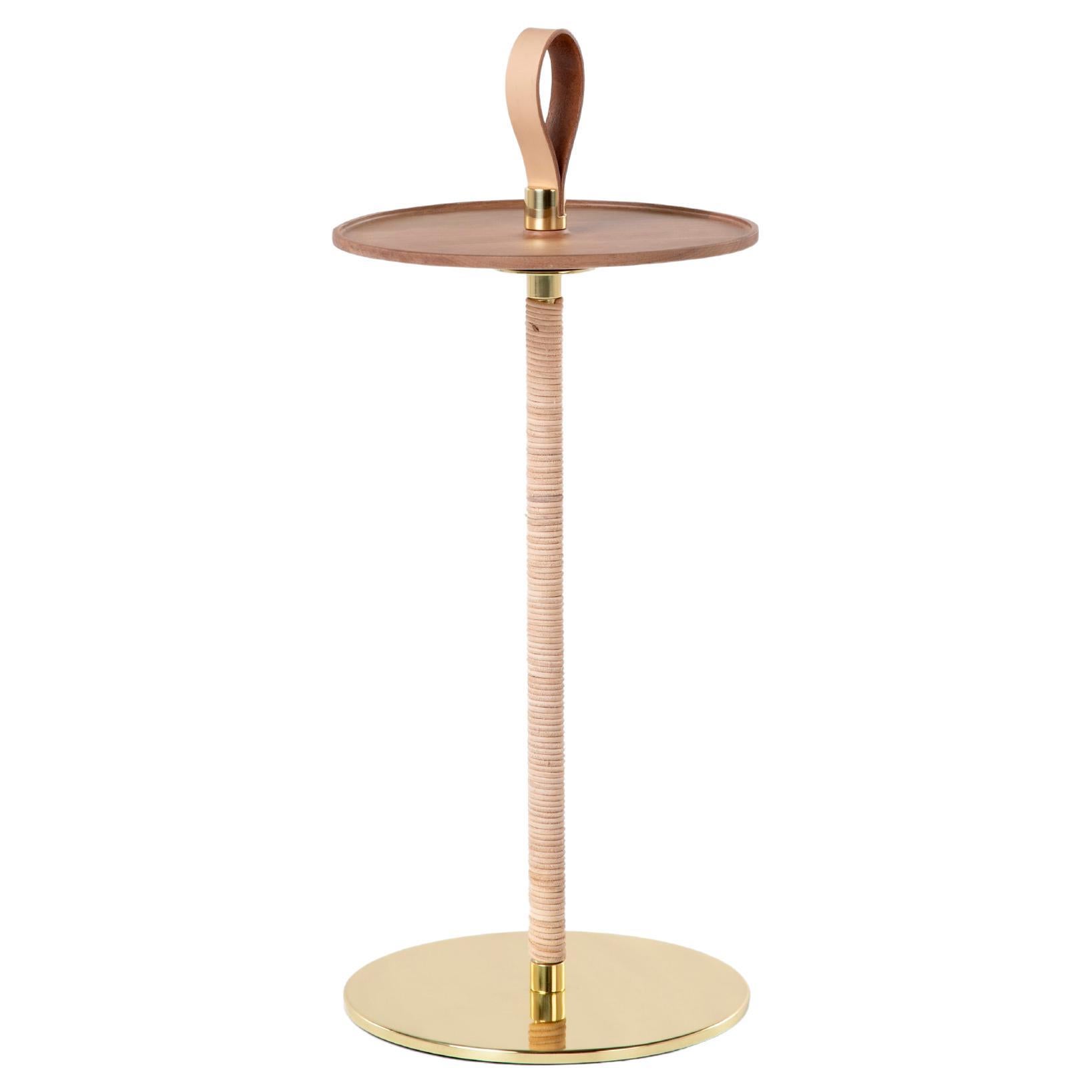 Louvre Side Table by +55design – Wood, Brass & Handcrafted Leather Detai