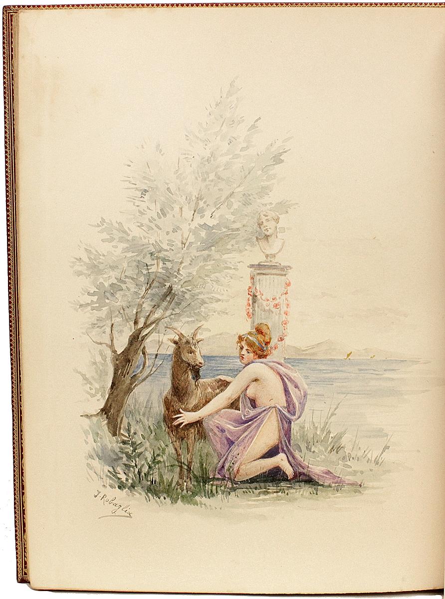 French Louys, Pierre, Les Chansons De Bilitis, with 5 Original Watercolor Illustrations For Sale