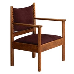 L.O.V. Oosterbeek Dutch Art Deco Armchair in Solid Oak
