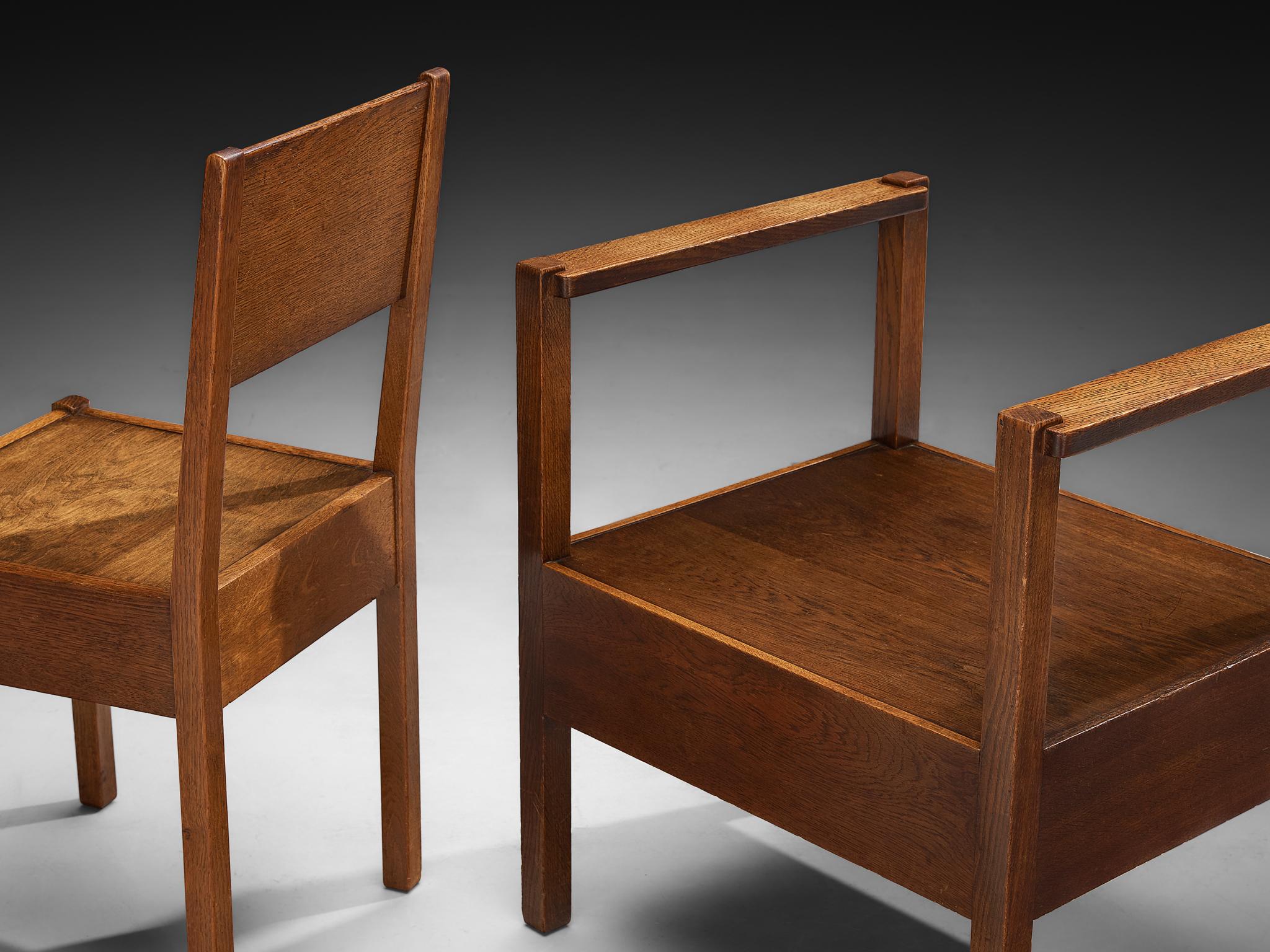 LOV Oosterbeek Dutch Art Deco Seating Set in Oak In Good Condition For Sale In Waalwijk, NL
