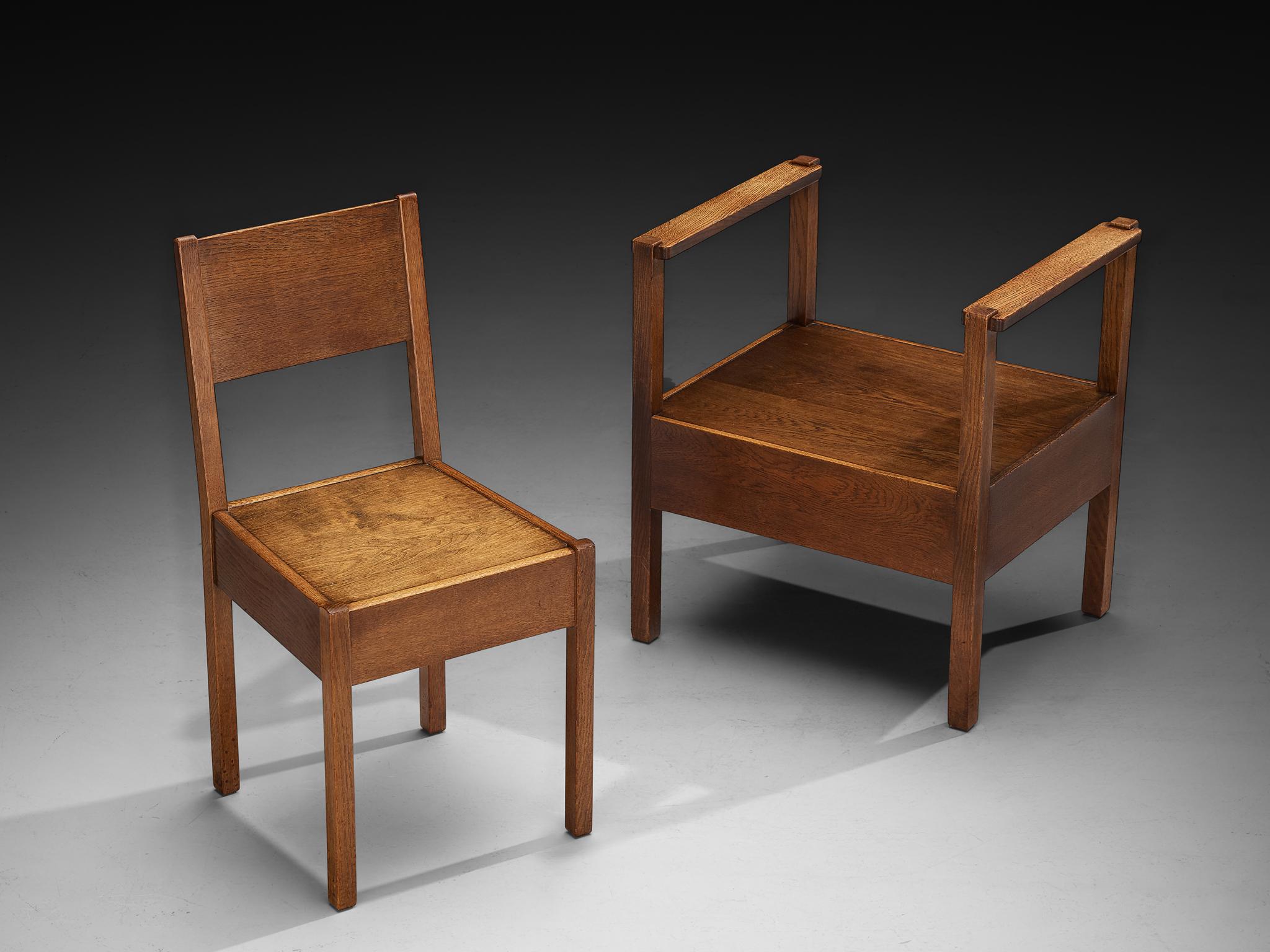 LOV Oosterbeek Dutch Art Deco Seating Set in Oak For Sale 2