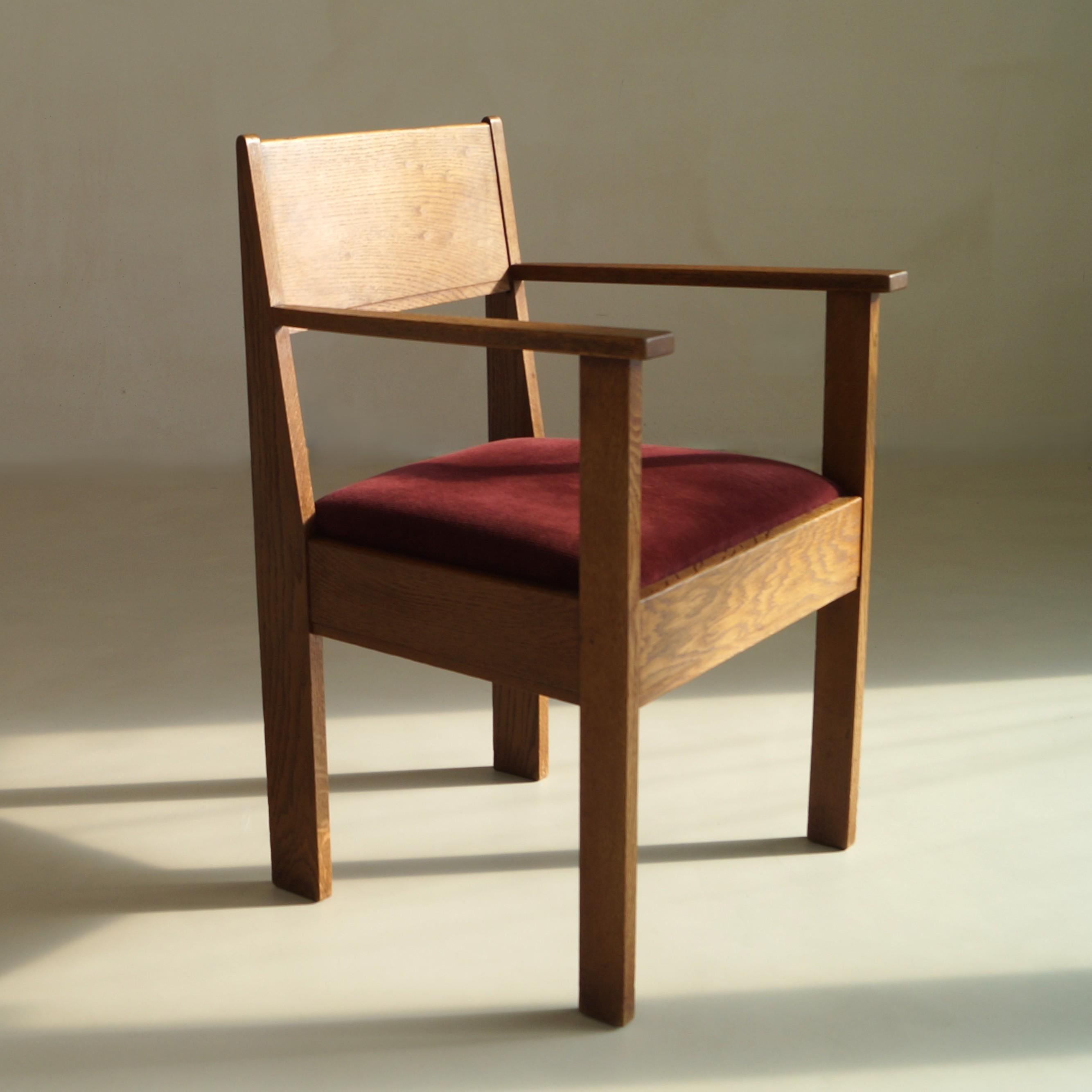 L.O.V. Oosterbeek rationalistischer Sessel oder Schreibtischstuhl, niederländisches Art Deco, 1920er Jahre im Angebot 4