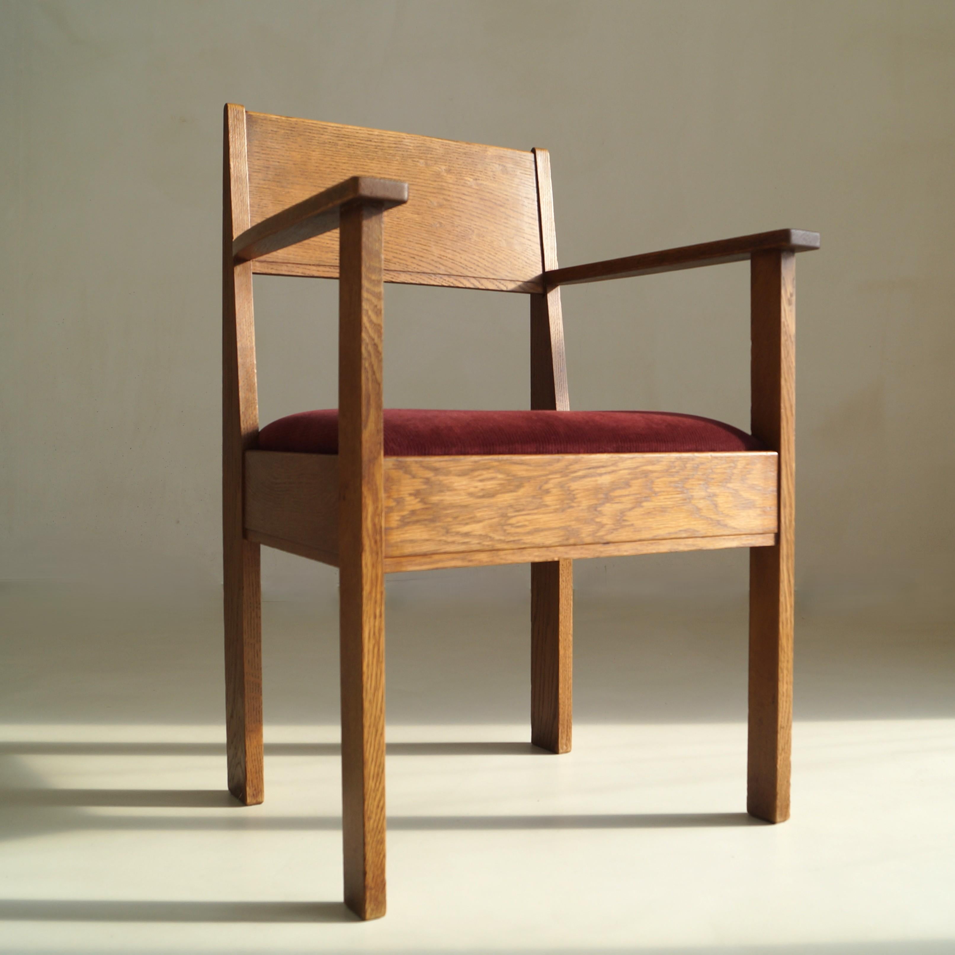 L.O.V. Oosterbeek rationalistischer Sessel oder Schreibtischstuhl, niederländisches Art Deco, 1920er Jahre im Angebot 5