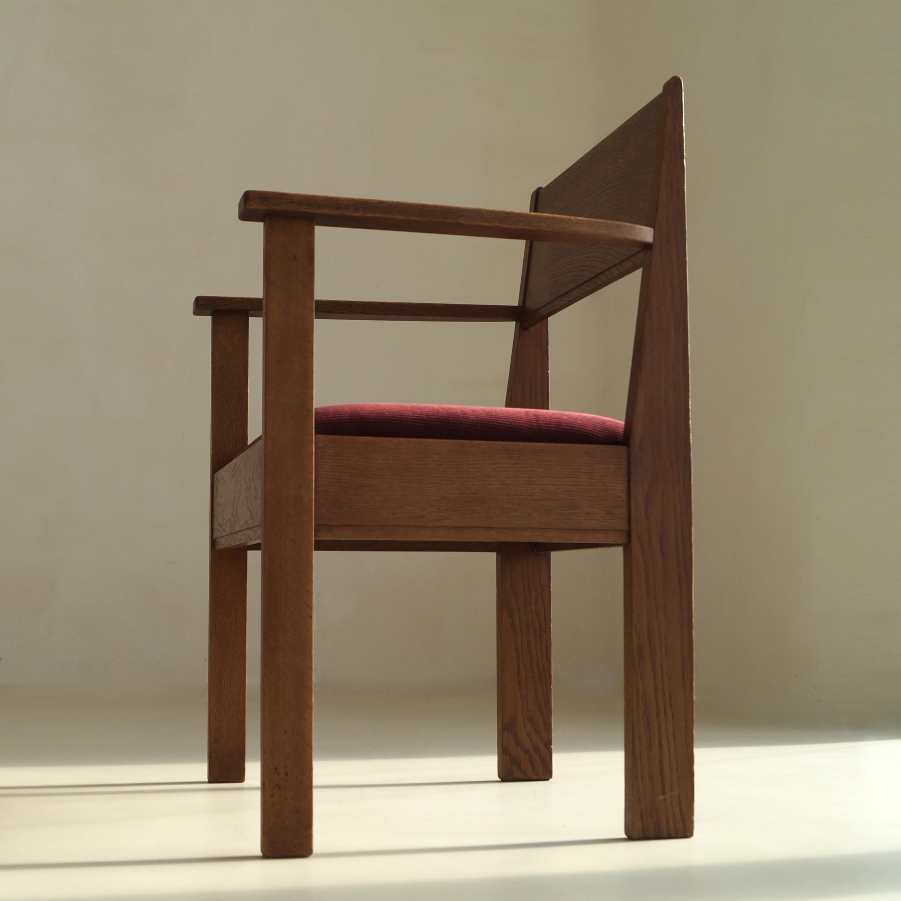 L.O.V. Oosterbeek rationalistischer Sessel oder Schreibtischstuhl, niederländisches Art Deco, 1920er Jahre (Art déco) im Angebot