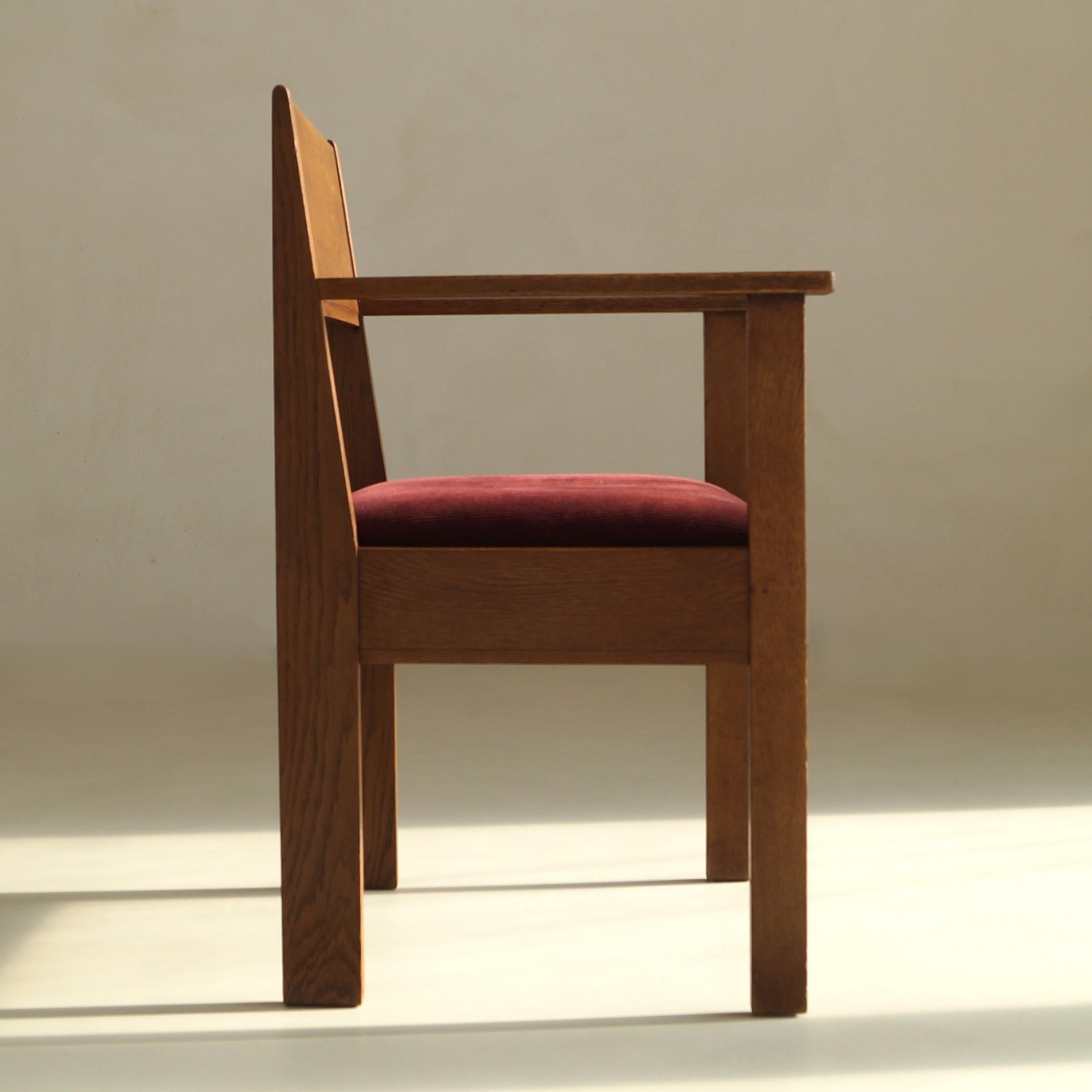 L.O.V. Oosterbeek rationalistischer Sessel oder Schreibtischstuhl, niederländisches Art Deco, 1920er Jahre im Zustand „Gut“ im Angebot in EVERDINGEN, NL