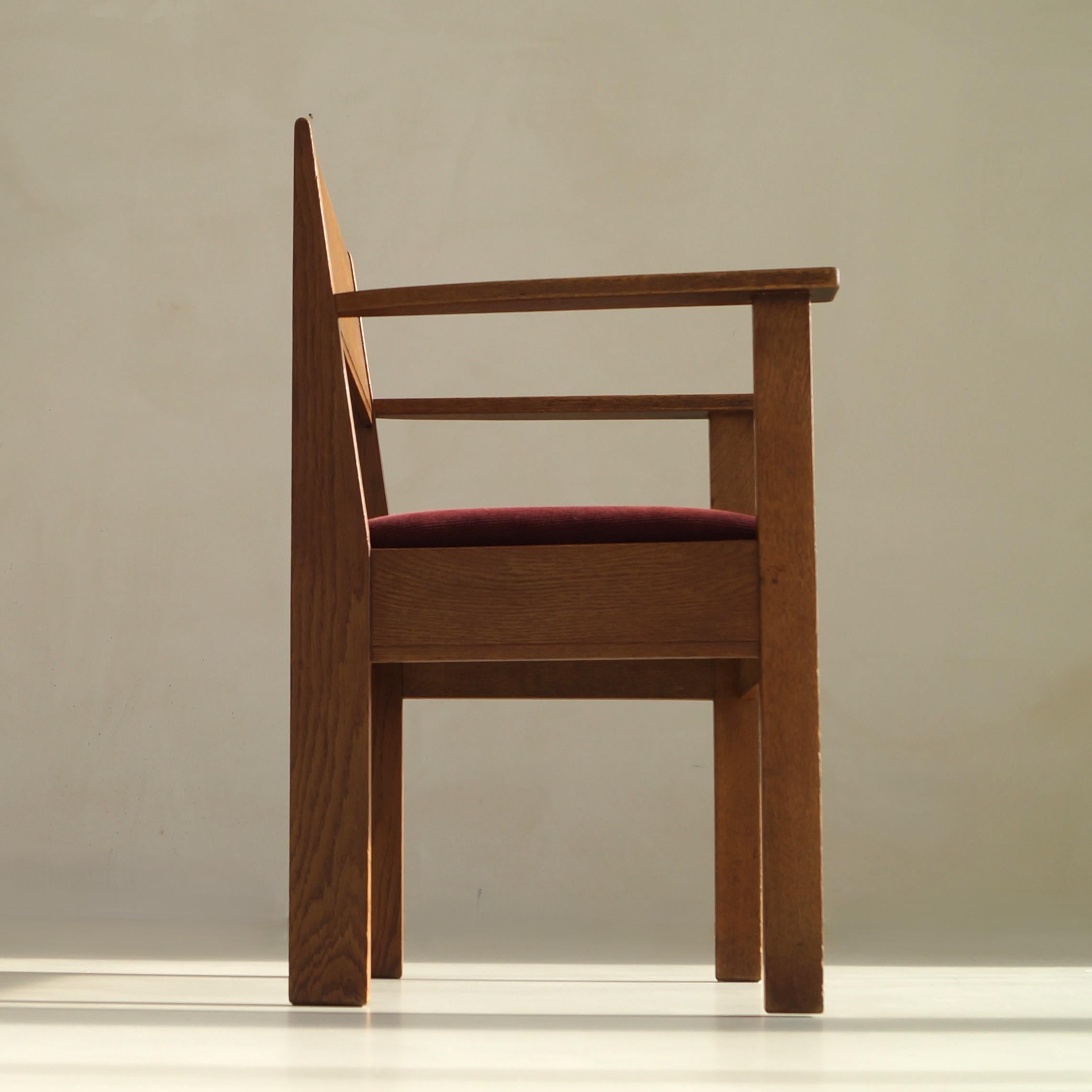 L.O.V. Oosterbeek rationalistischer Sessel oder Schreibtischstuhl, niederländisches Art Deco, 1920er Jahre (Frühes 20. Jahrhundert) im Angebot