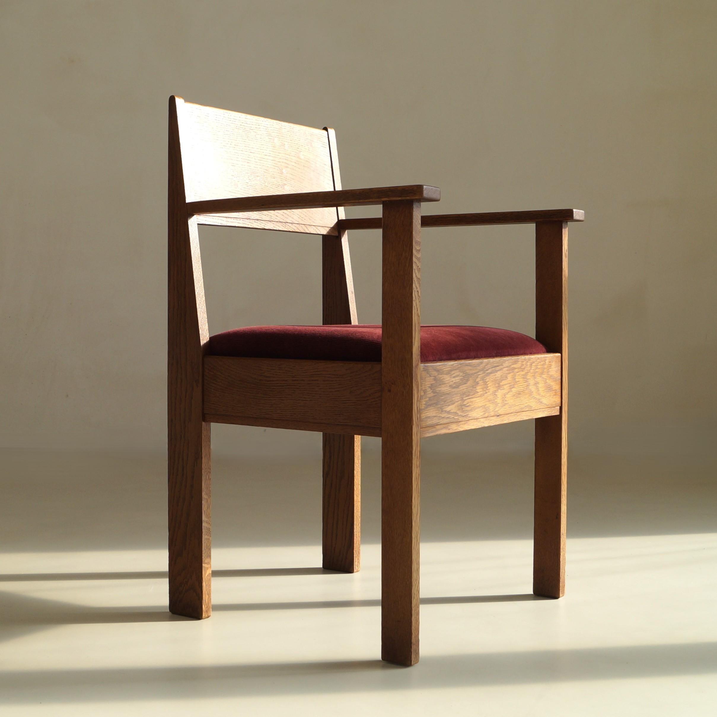 L.O.V. Oosterbeek rationalistischer Sessel oder Schreibtischstuhl, niederländisches Art Deco, 1920er Jahre im Angebot 1