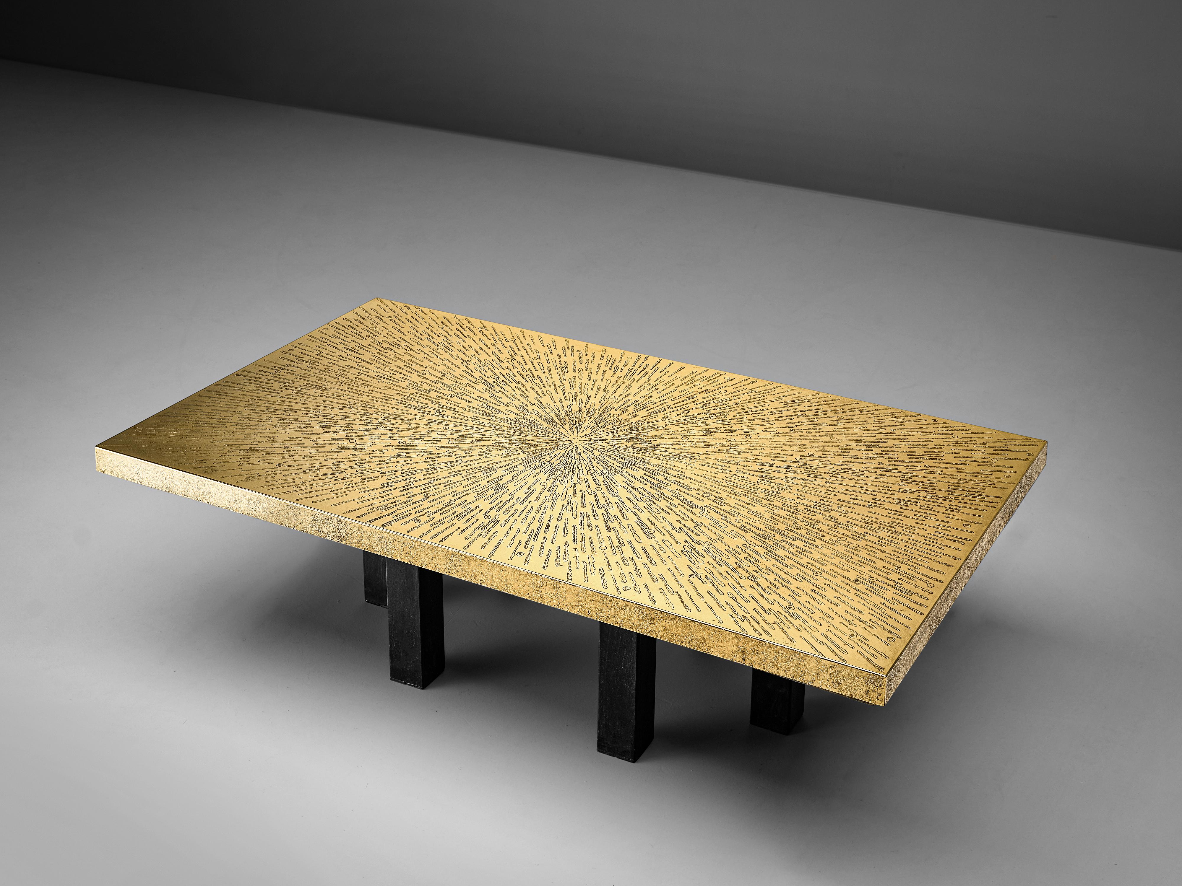 Belgian Lova Creation Etched Brass Coffee Table