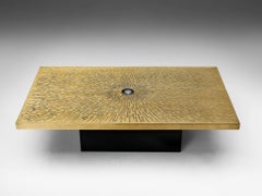 Lova Creation Etched Brass Coffee Table with Agate