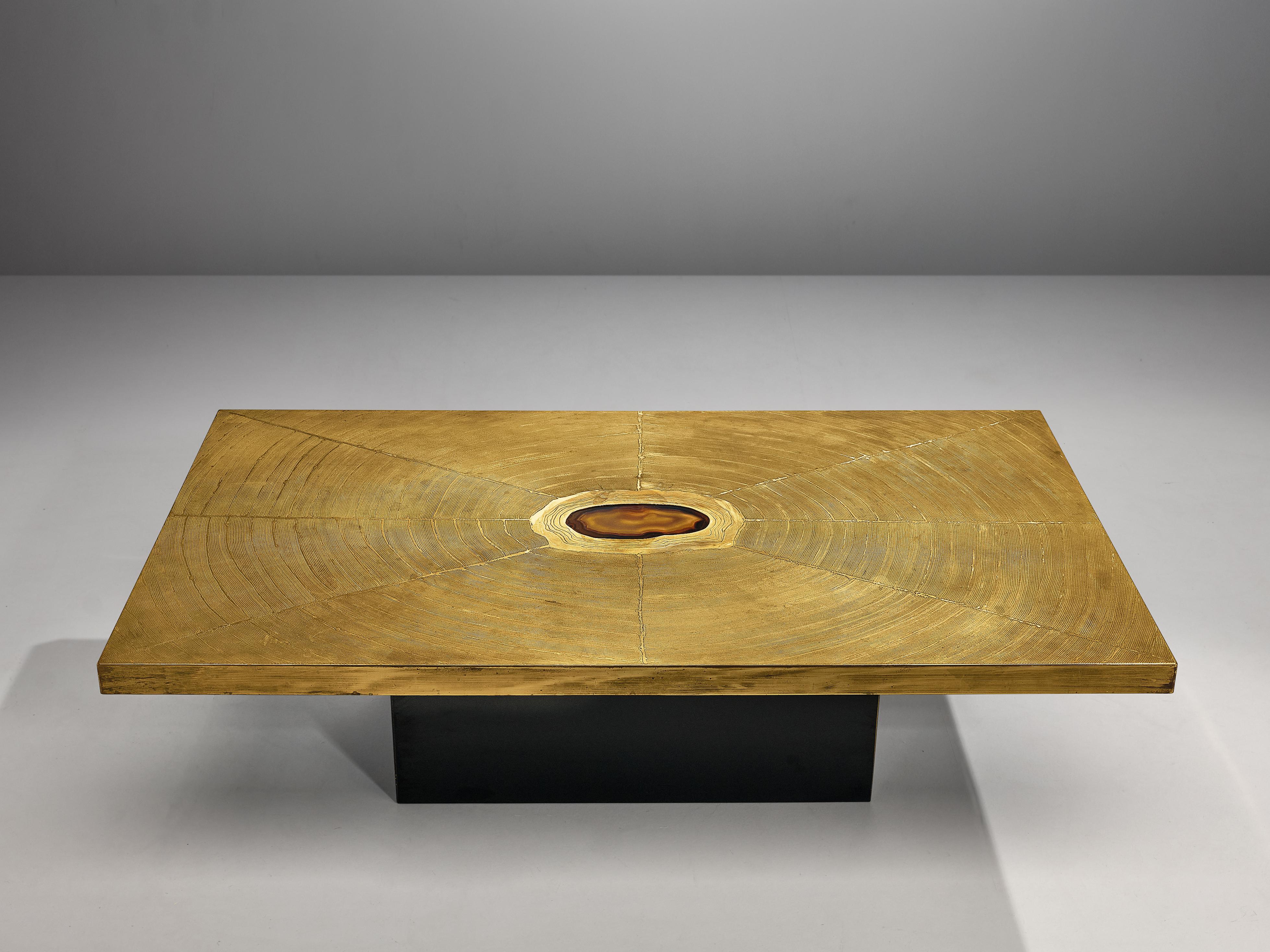Metal Lova Creation Etched Brass Coffee Table with Agate
