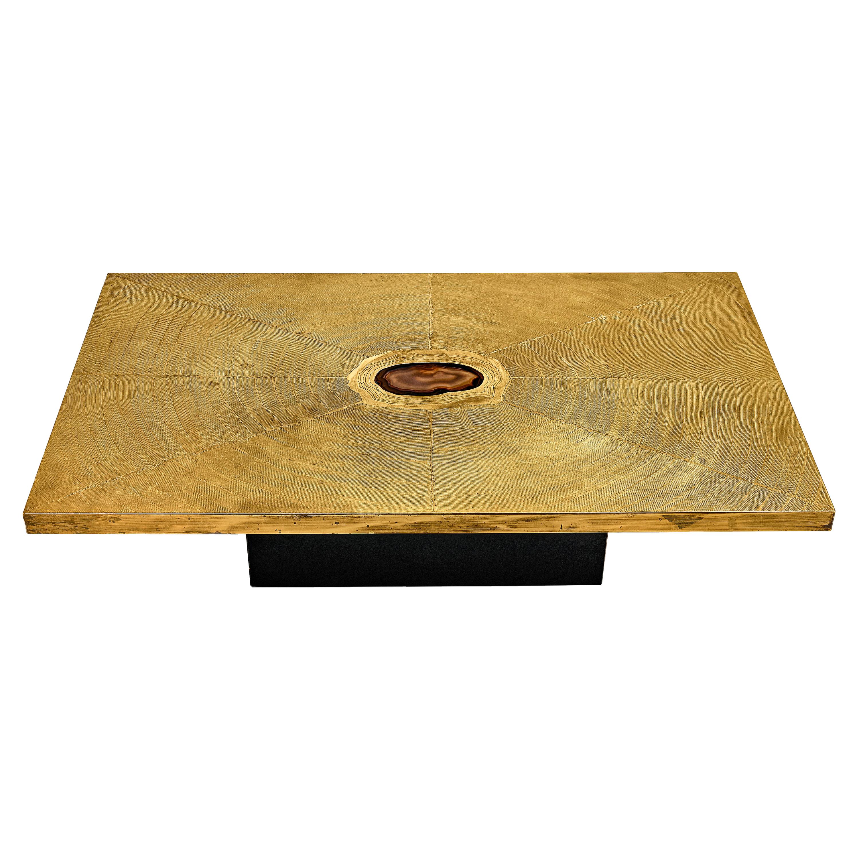 Lova Creation Etched Brass Coffee Table with Agate
