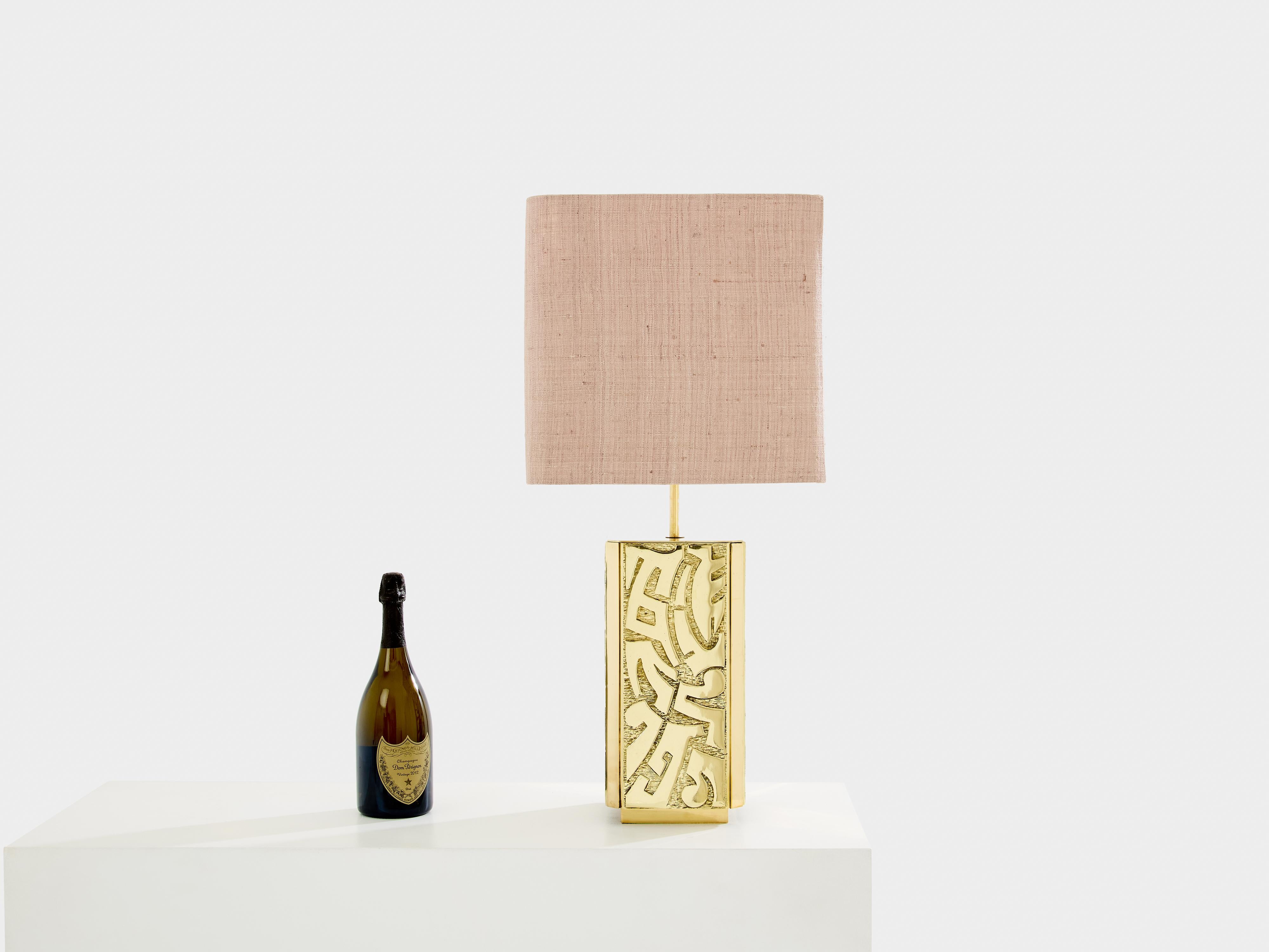 Lova Creation signed brass table lamp late 1970s For Sale 2