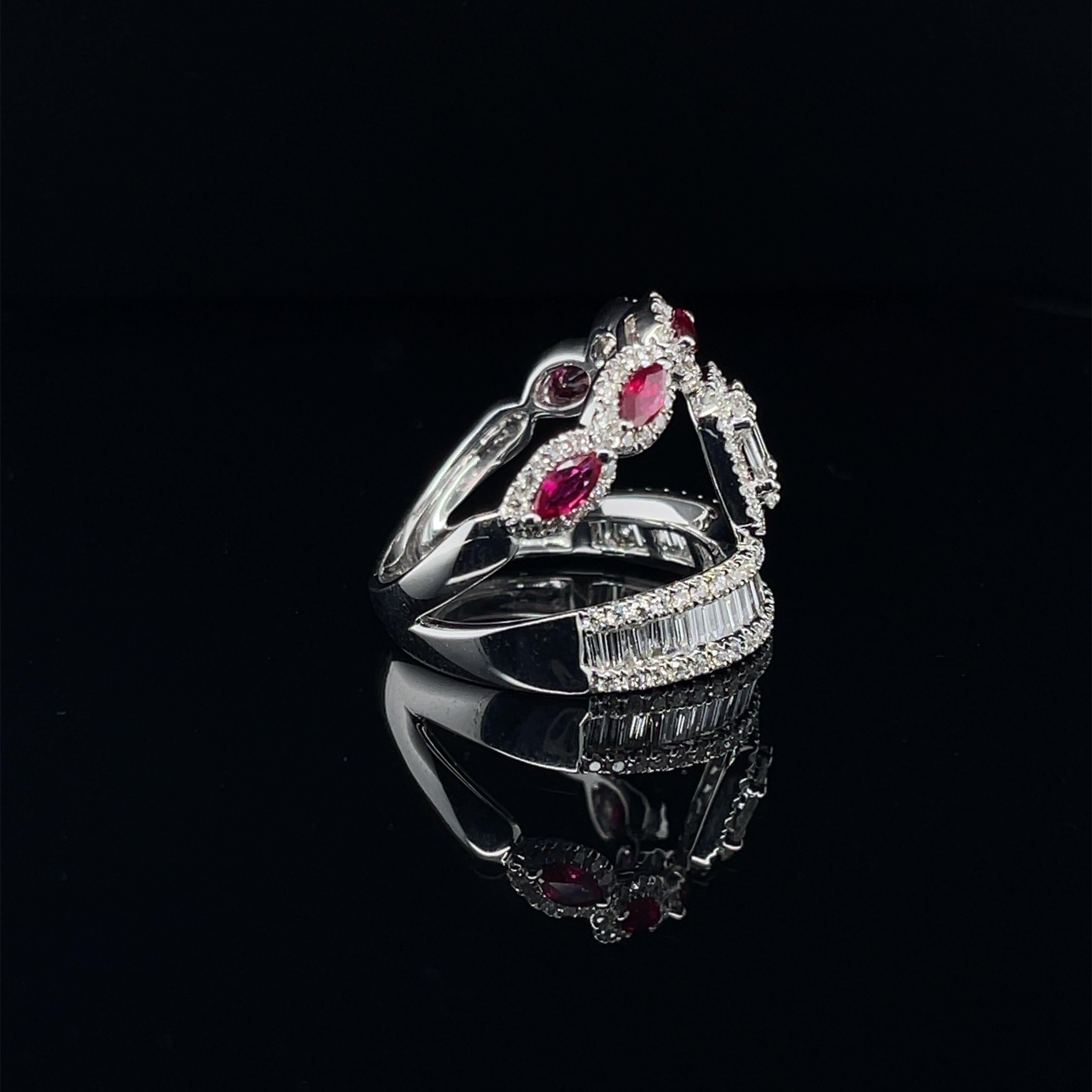 'Love' 18CT white gold  Ruby and Diamond Cocktail ring For Sale 1