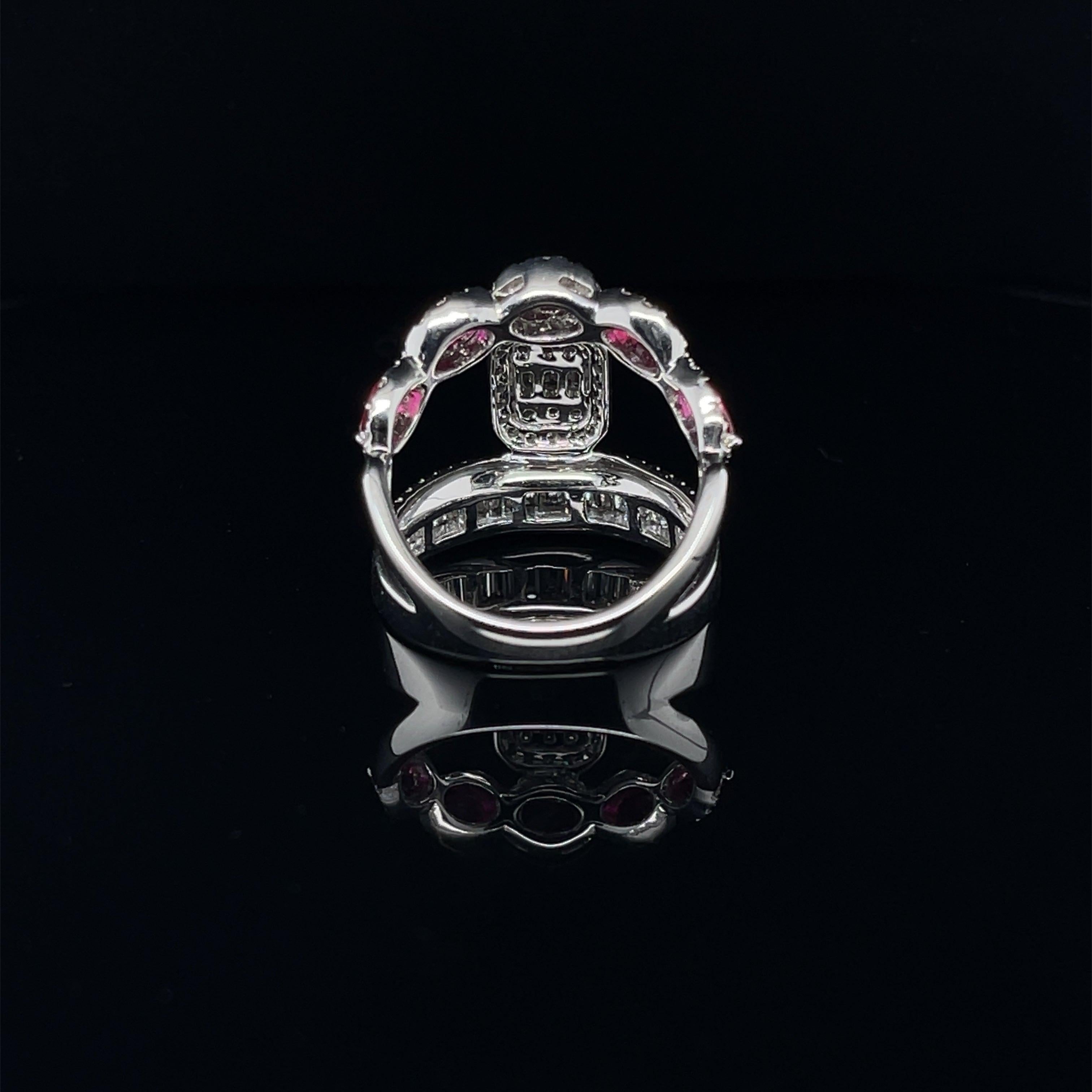 'Love' 18CT white gold  Ruby and Diamond Cocktail ring For Sale 2
