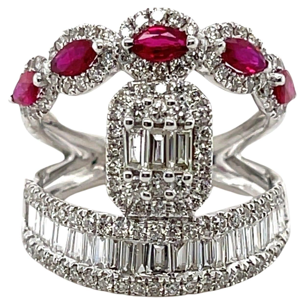 'Love' 18CT white gold  Ruby and Diamond Cocktail ring