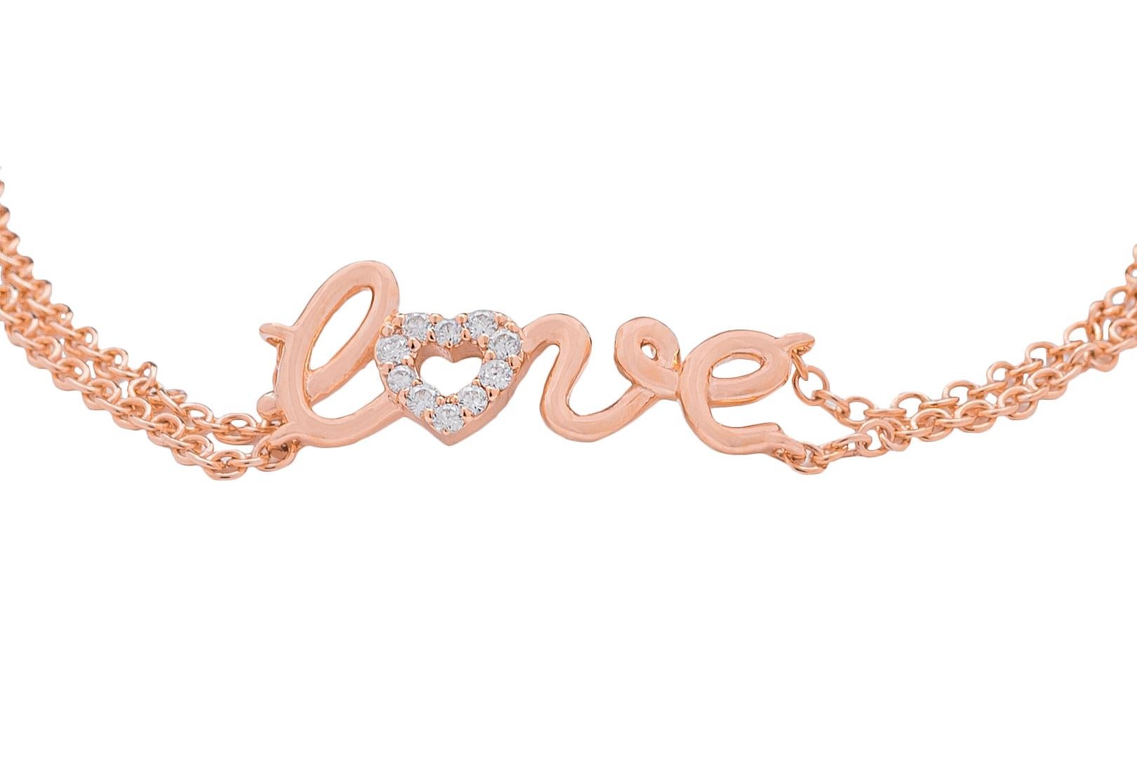 Love Armband aus 18 Karat Roségold mit Diamanten (Zeitgenössisch) im Angebot