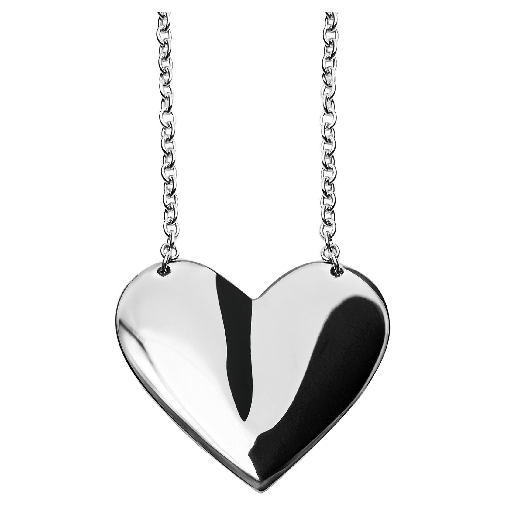 Love Abundant Heart Chest Plate Silver Necklace