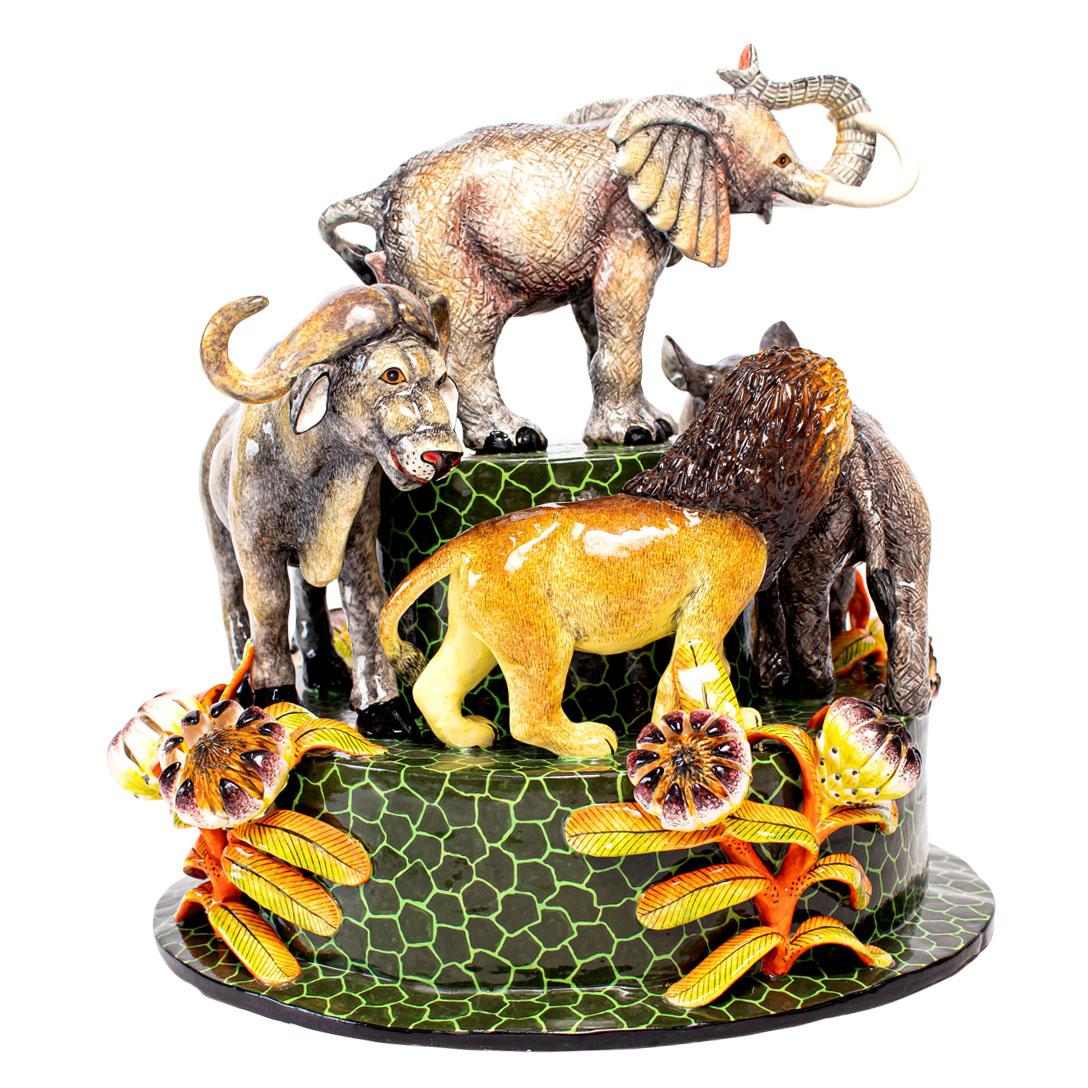 South African Love Art Ceramic Big Five Stand, hand made in South Africa