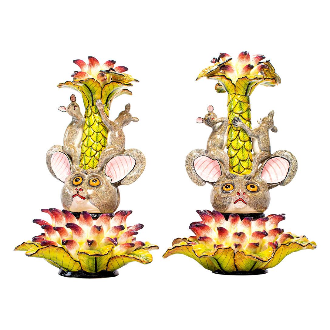Love Art Candelabros de cerámica Bushbaby Hand Made in South Africa Moderno en venta