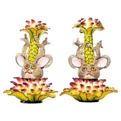 Candelieri Love Art Bushbaby in ceramica realizzati a mano in Sudafrica
