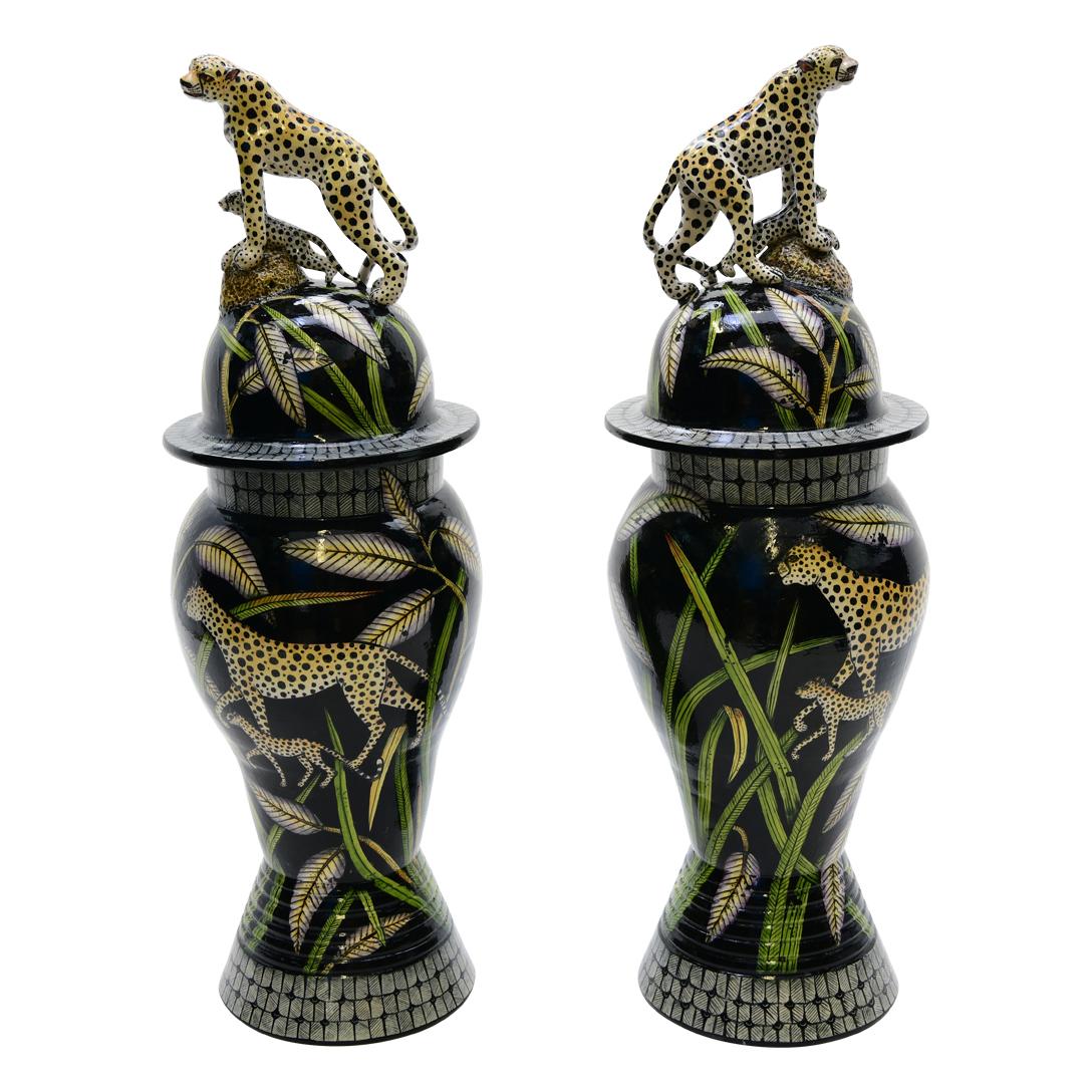 leopard print urn