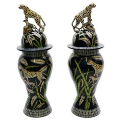 Love Art Ceramic Cheetah Urn Pair, hand made in South Africa