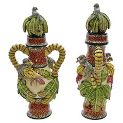 Love Art Coppia di urne in ceramica per scimmie, realizzate a mano in Sudafrica