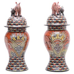 Love Art Ceramic Rhino Urn Pair, hand made in South Africa