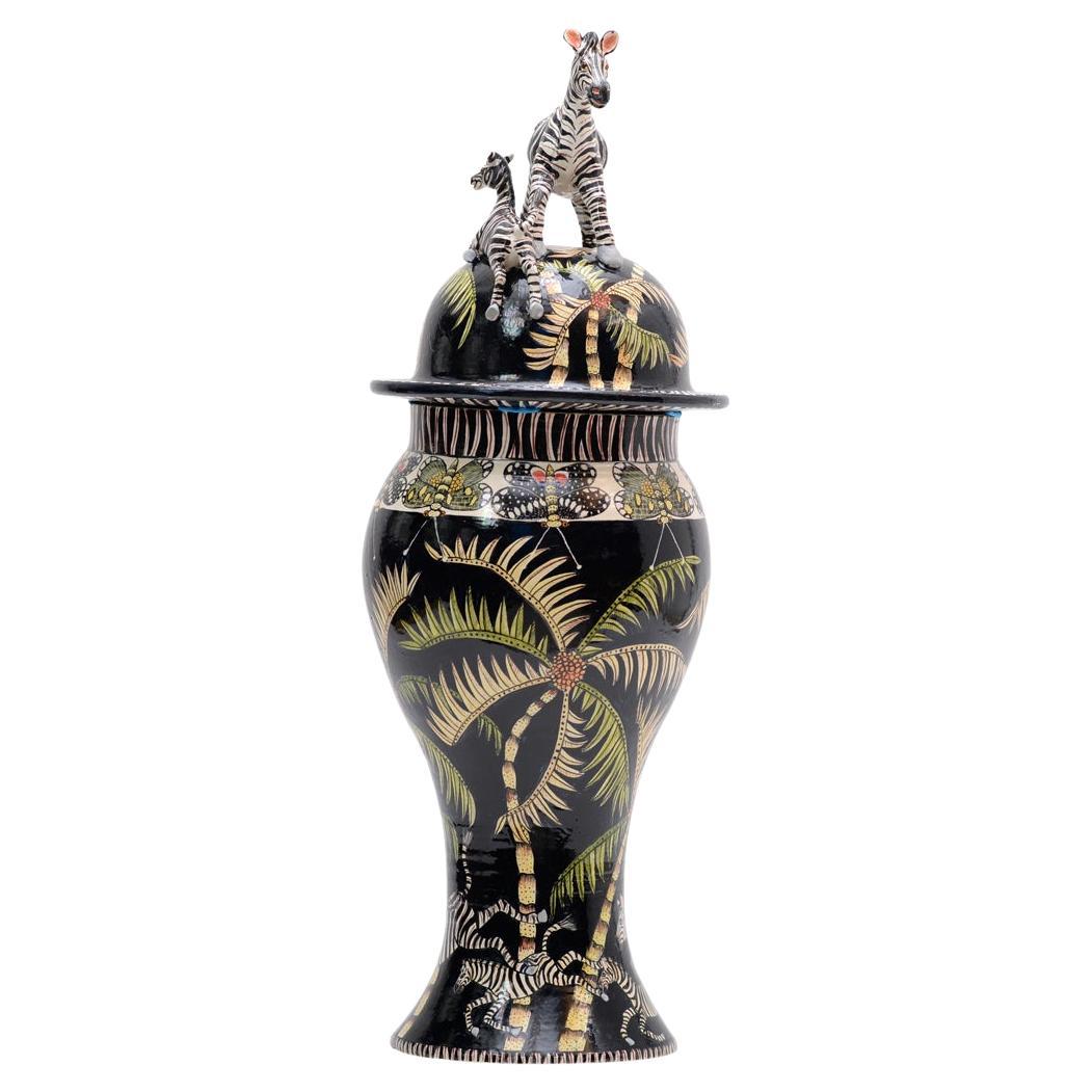 Love Art Ceramic Zebra Urn, hand made in South Africa