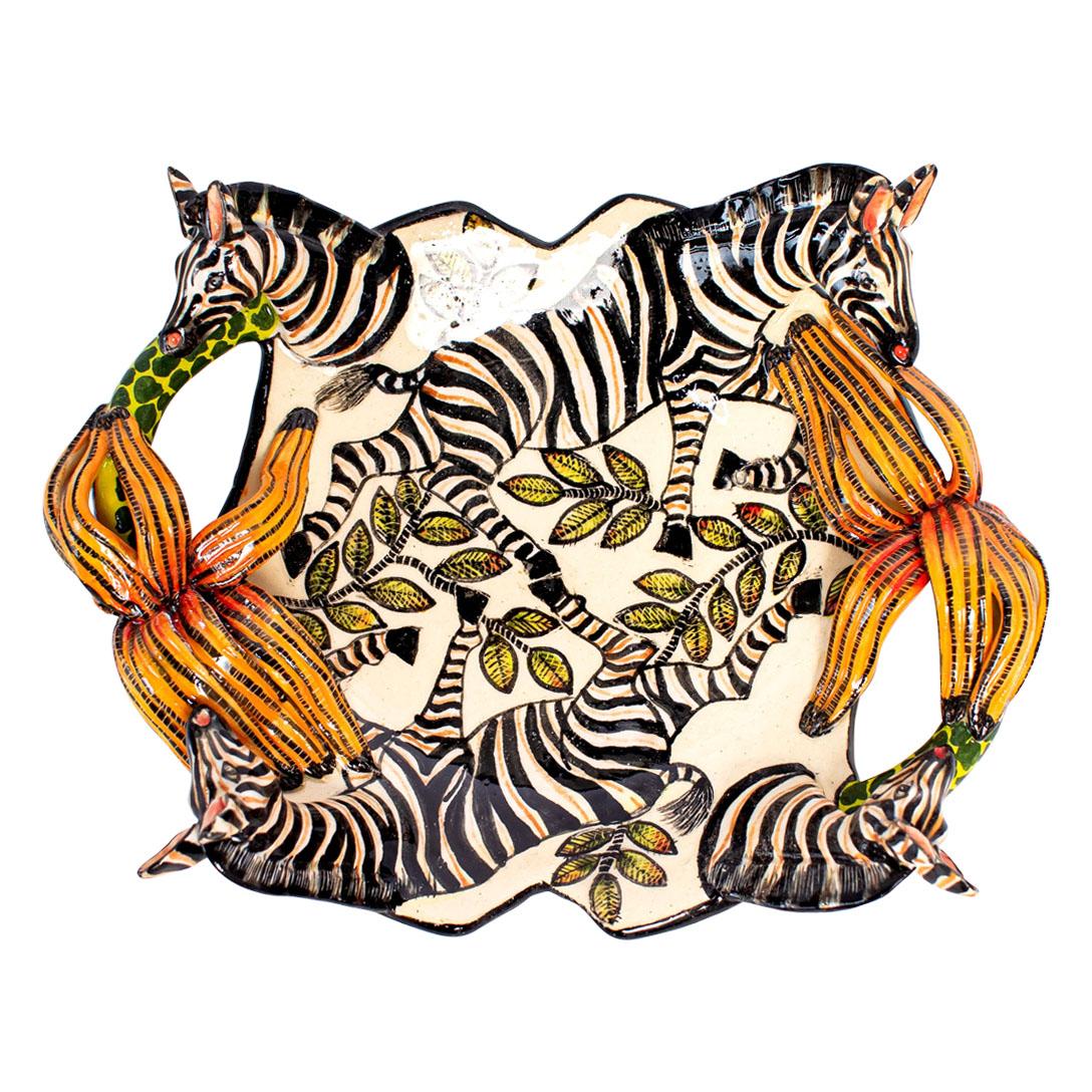 Hand-Painted Love Art Ceramics Coin Zebra Dish, hand made in South Africa