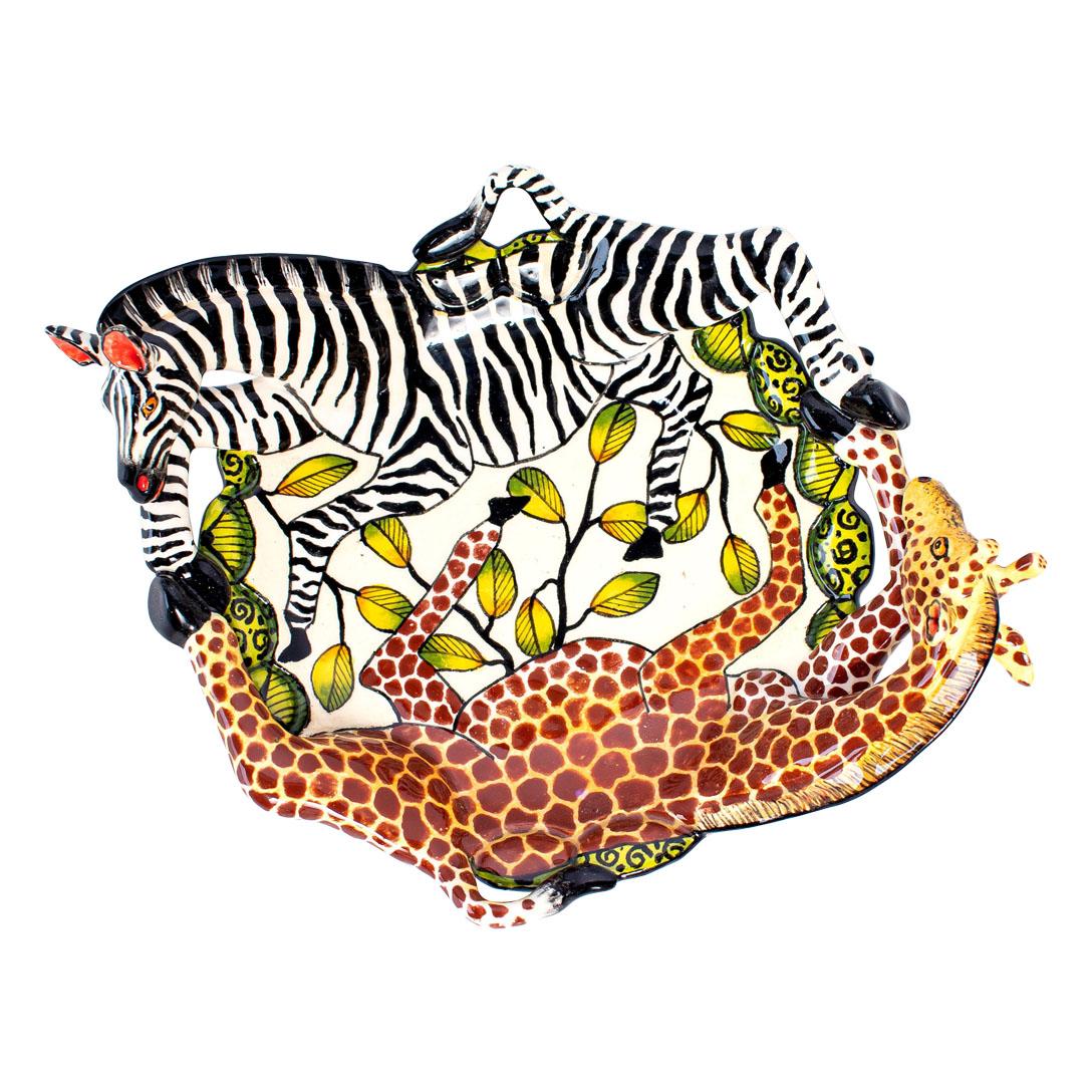 Modern Love Art Ceramics Giraffe Zebra Coin Dish, hand made in South Africa
