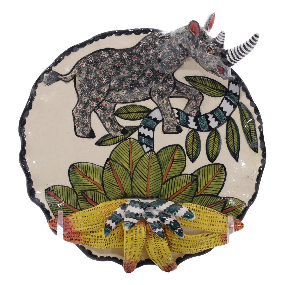 Fired Love Art Ceramics Rhino  Coin Dish, hand made in South Africa