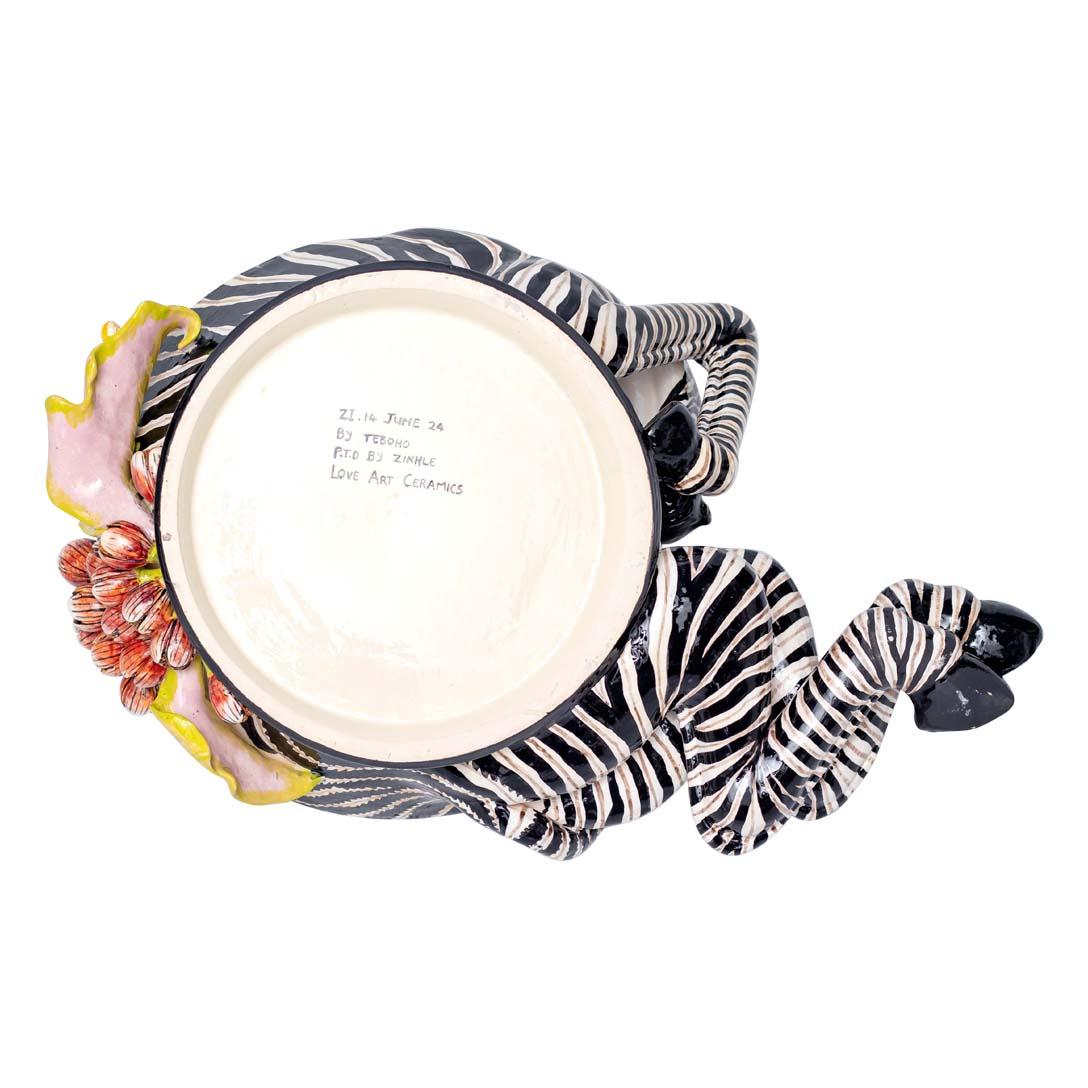 Fired Love Art Ceramics Zebra bowl, hand made in South Africa