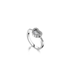 Love Baguette .54ct. Diamond 18 Karat White Gold Heart Ring