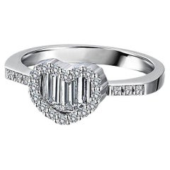 Love Baguette .54ct. Diamond 18 Karat White Gold Heart Ring