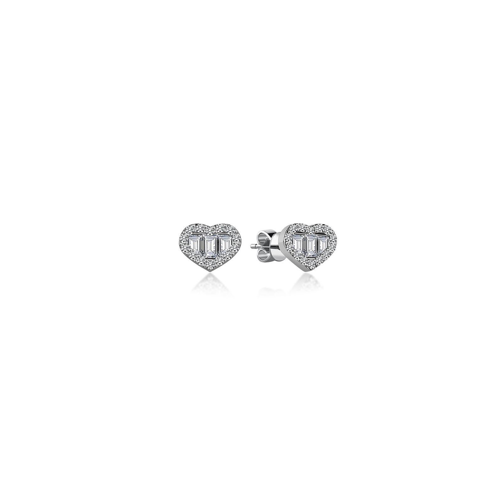 baguette diamond heart earrings