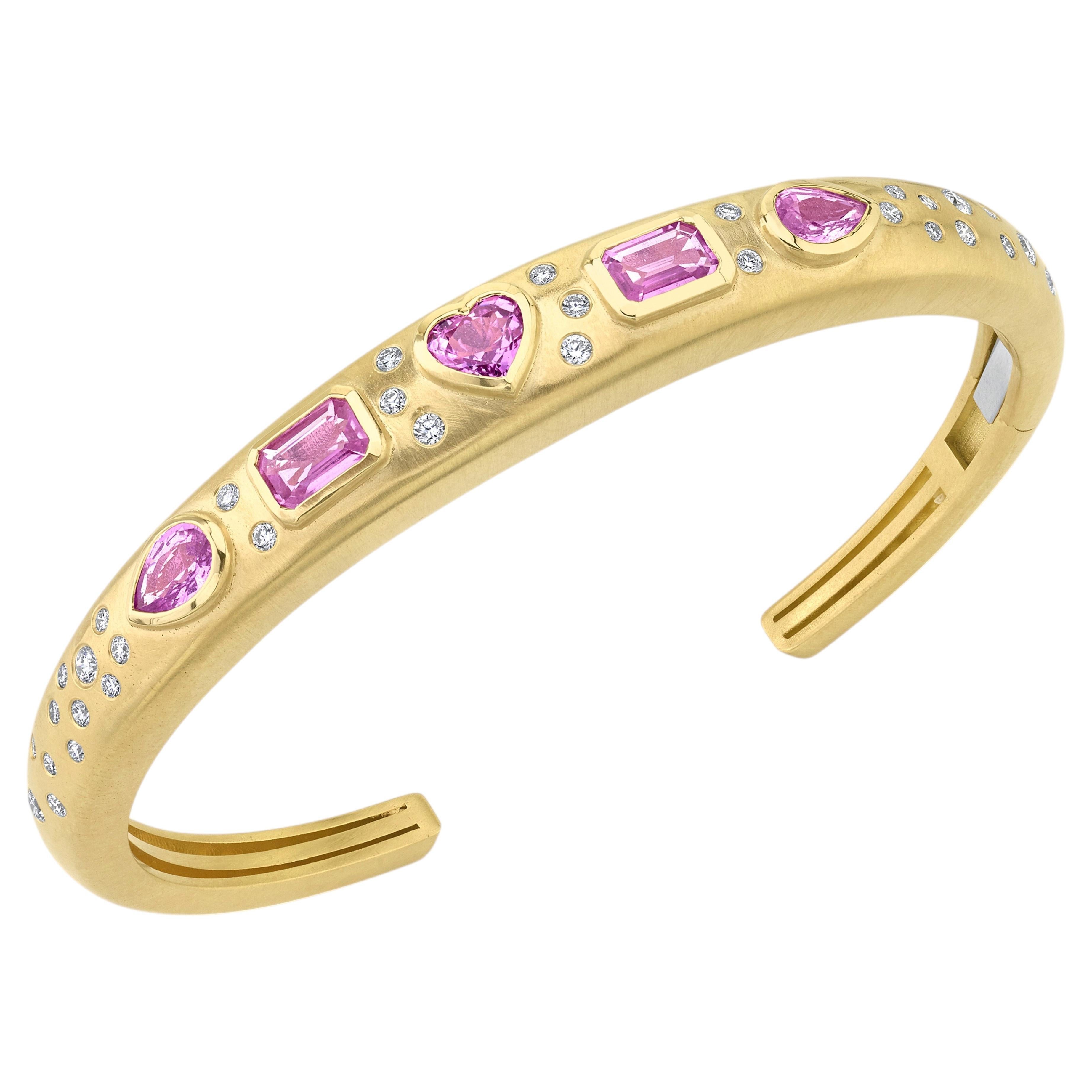 Love Bound Bracelet in 18k Gold with Pink Sapphires by Future Fortune Jewelry