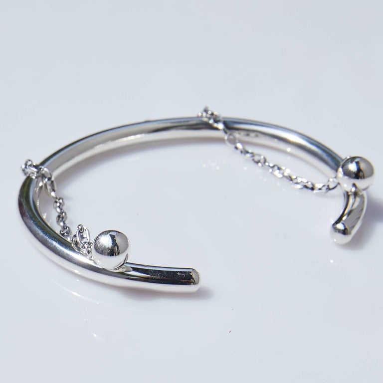 Love Bracelet Arm Cuff Bangle Bracelet Chain Silver J Dauphin In New Condition For Sale In Los Angeles, CA