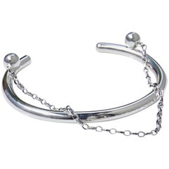 J Dauphin Bracelet manchette jonc d'amour avec chaîne et bracelet en argent