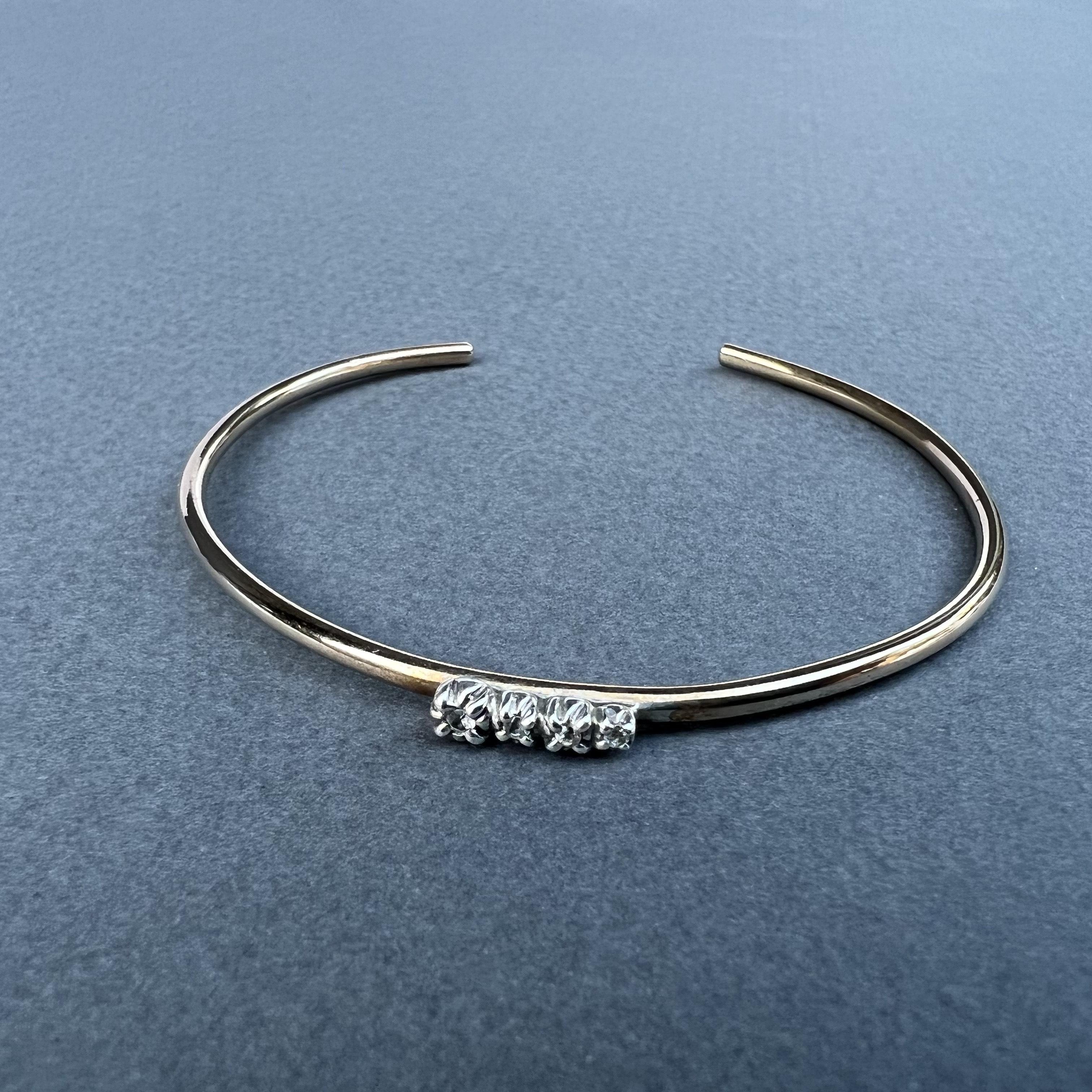 White Diamond Gold Love Bracelet Arm Cuff Bracelet J Dauphin For Sale 4