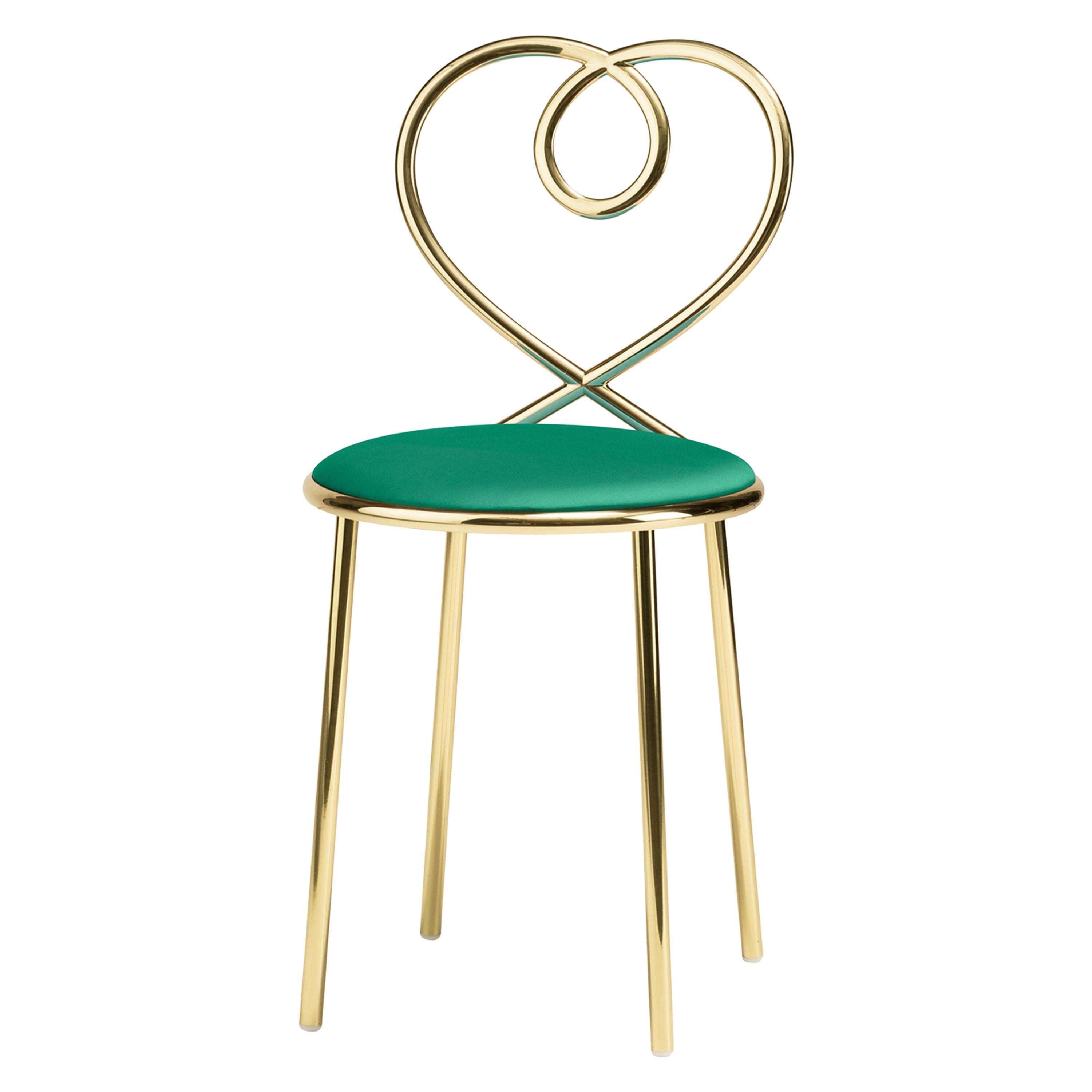 Love Chair in Malachite with Polished Brass by Nika Zupanc For Sale