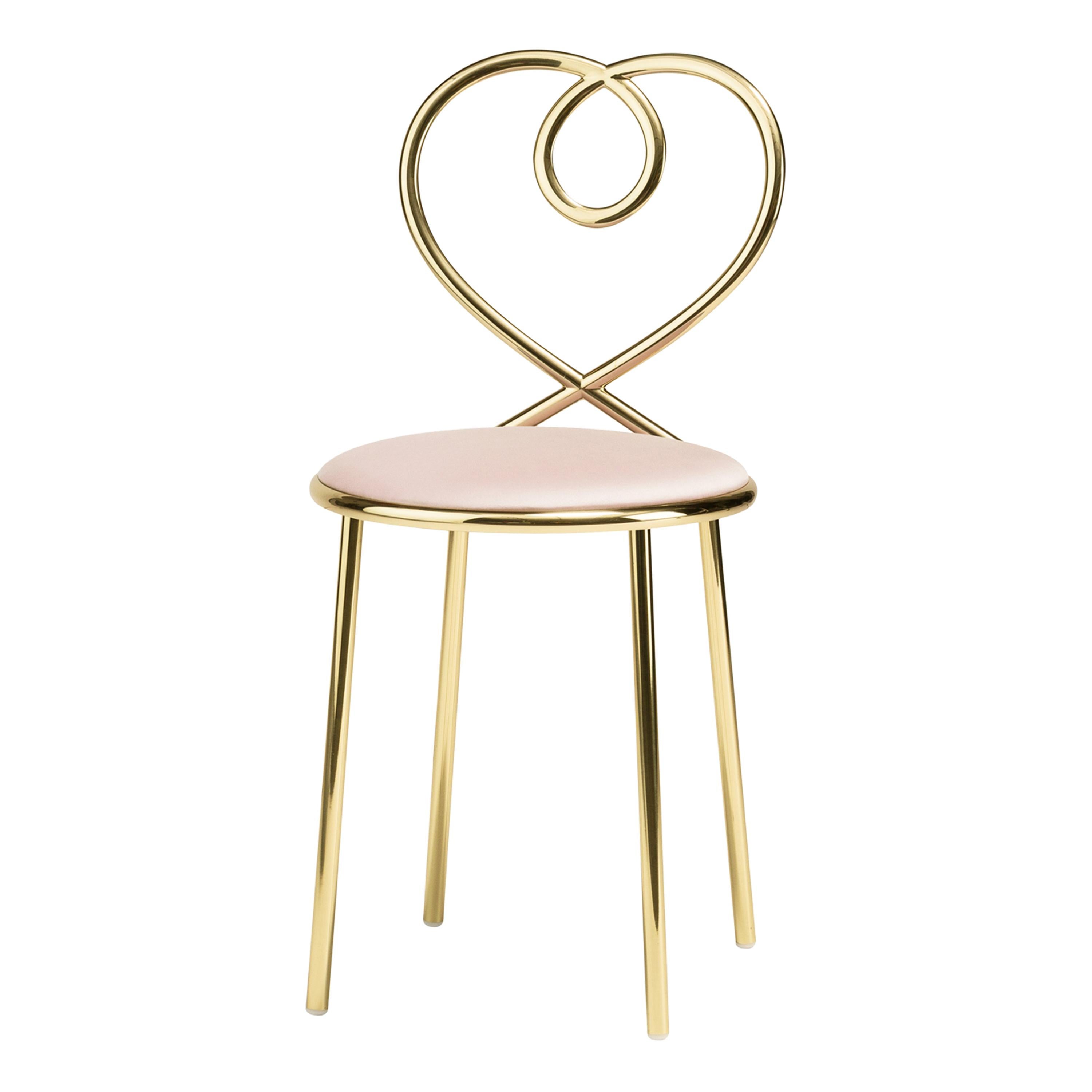 Love Chair in Rose with Polished Brass by Nika Zupanc