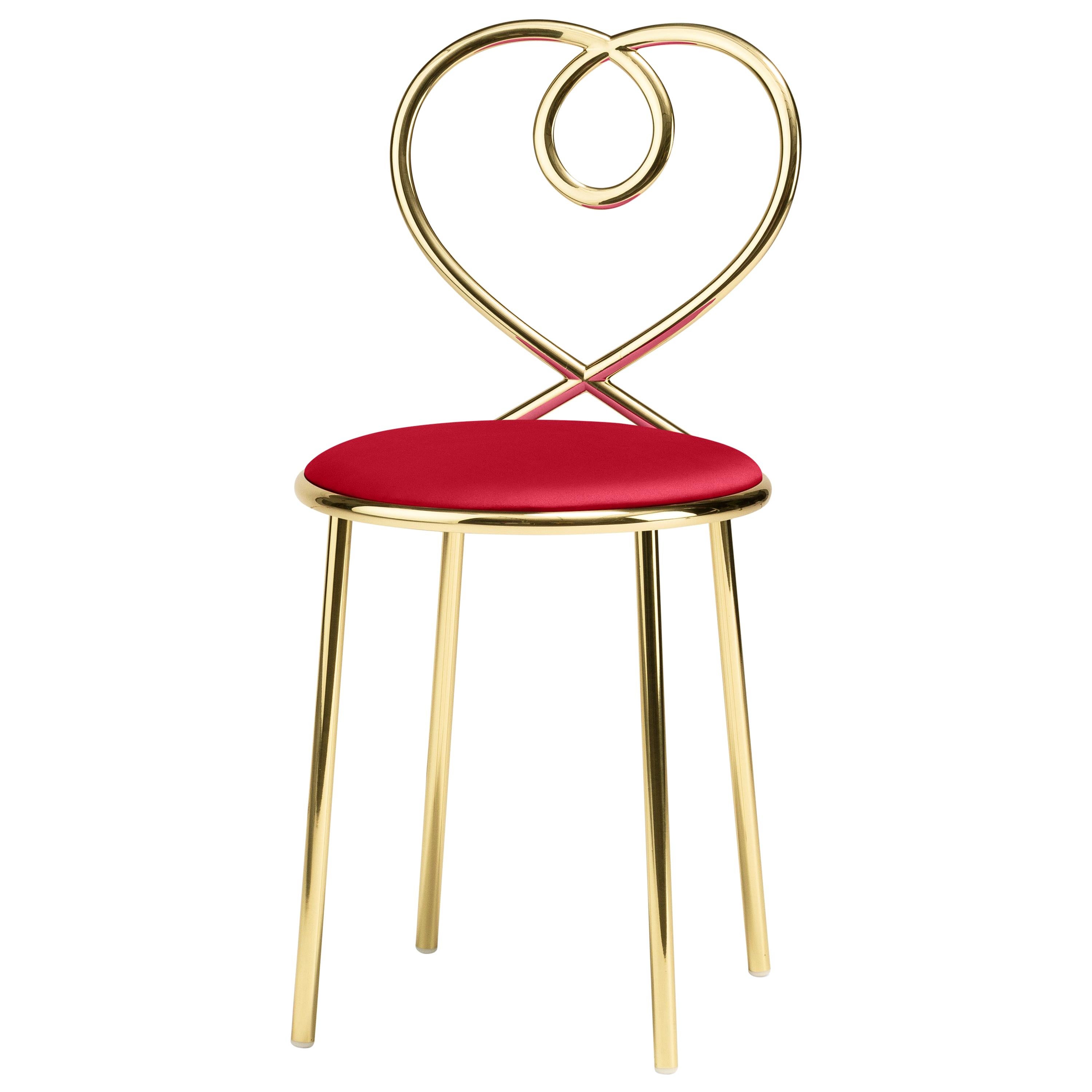 Love Chair in Rubis with Polished Brass by Nika Zupanc For Sale