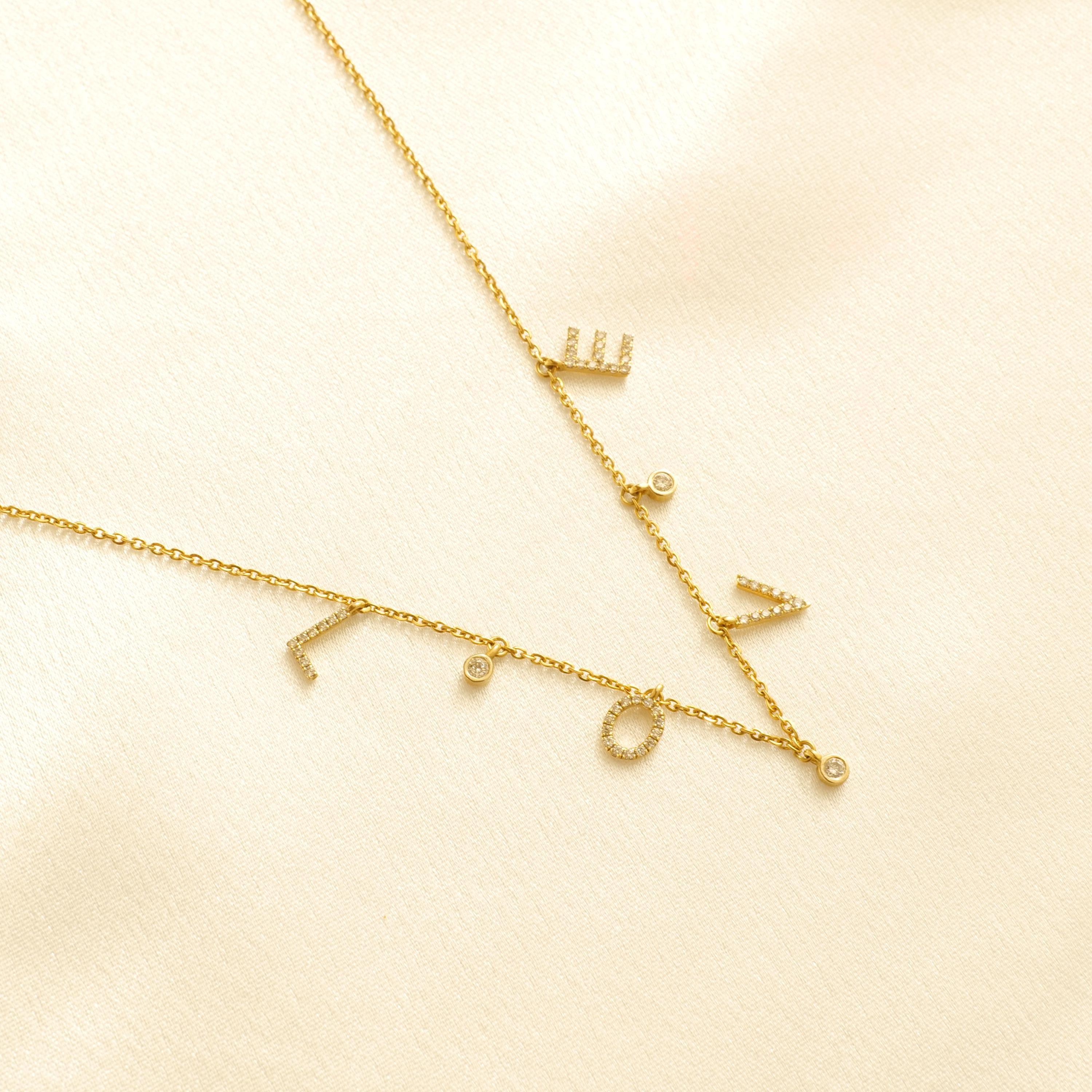 Collana Love Charm con diamanti in oro 14K (certificato) In condizioni Nuovo in vendita a New Delhi, DL