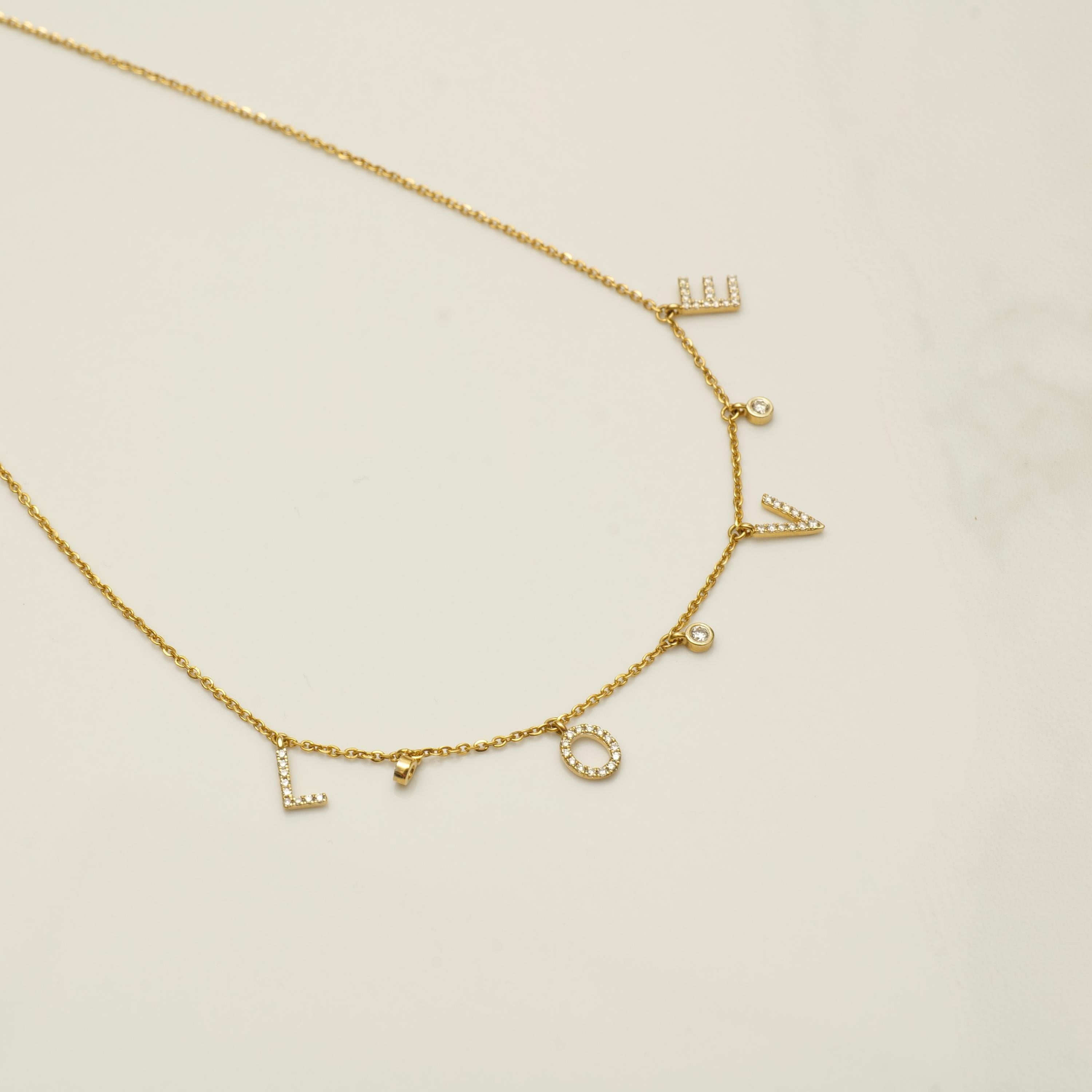 Collana Love Charm con diamanti in oro 14K (certificato) in vendita 2