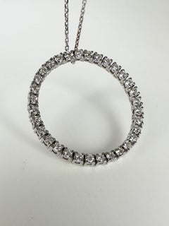 Love circle flexible diamond pendant necklace unique 14KT gold 0.96ct
